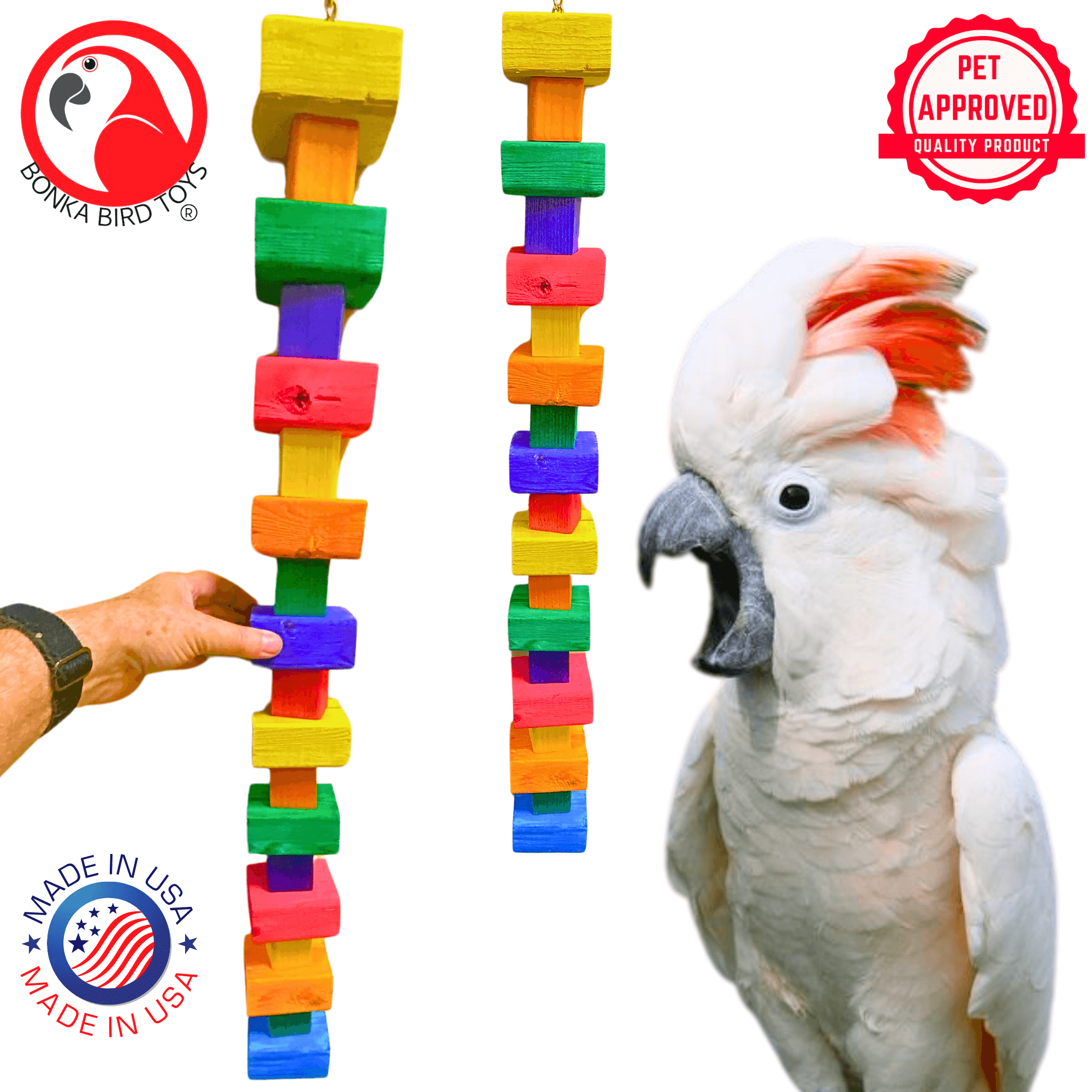 1183 Extra Long Big Bites Rainbow Wood Tower - Bonka Bird Toys