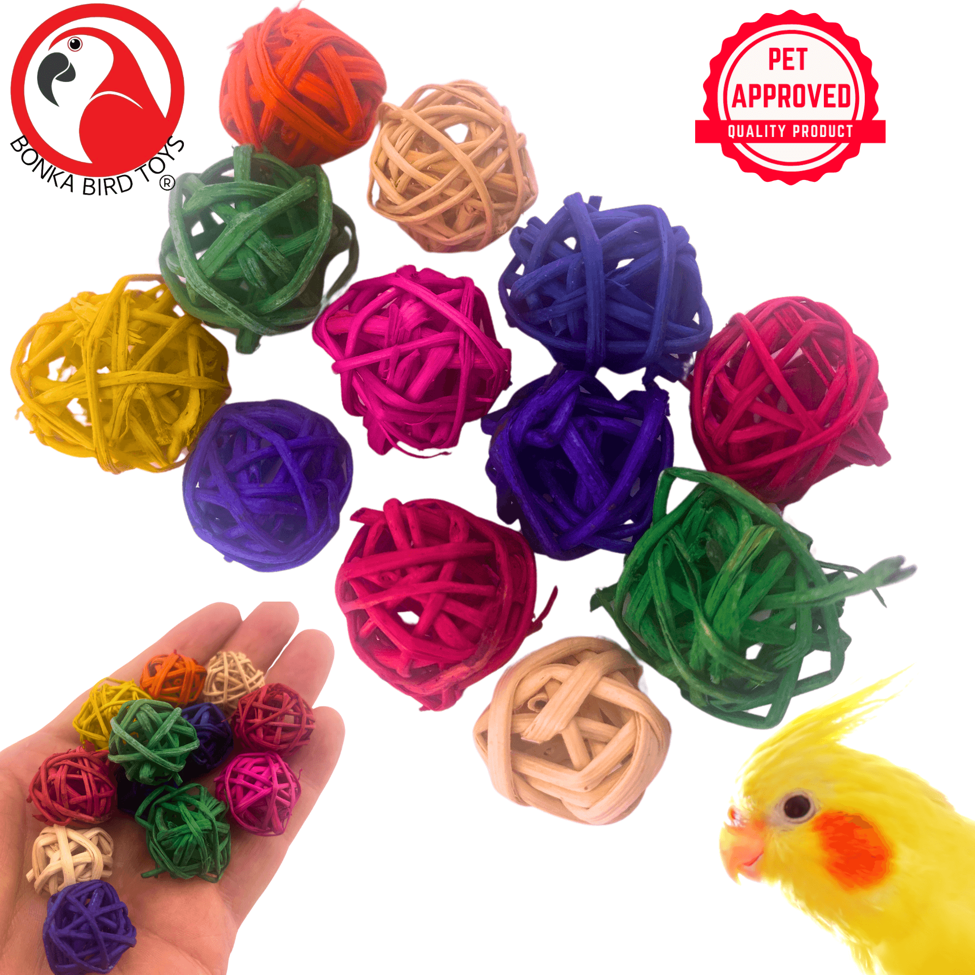 3350 Pk12 Colored Tiny Vine Balls - Bonka Bird Toys