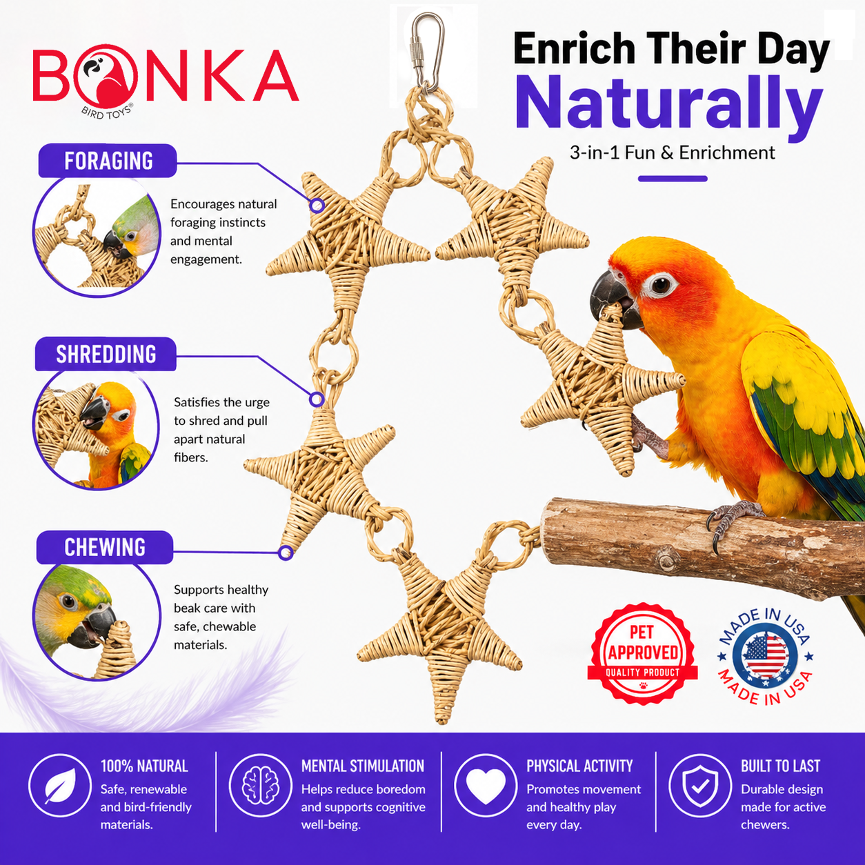 3374 Natural Vine Star Chain - Bonka Bird Toys