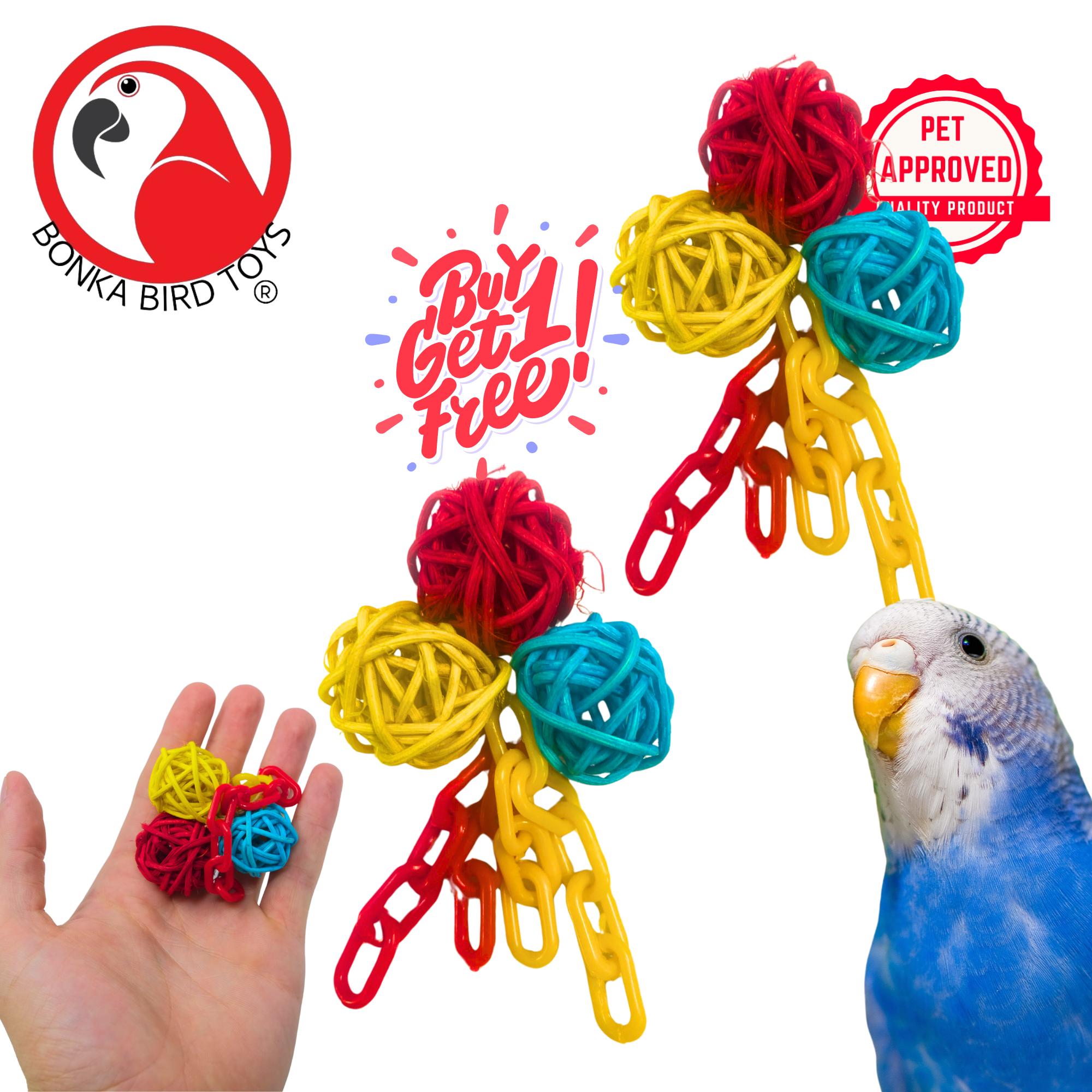 2529 Ball and Chain Foot Toy BOGO BUNDLE BUY ONE GET ONE FREE! - Bonka Bird Toys
