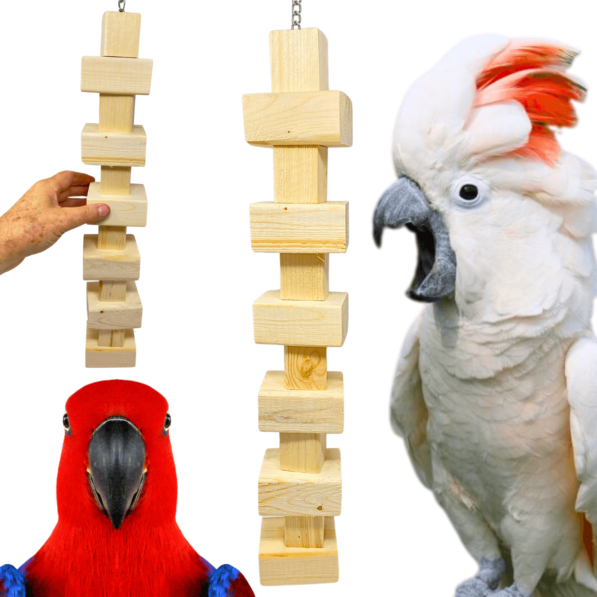 1179 Long Big Bites Natural Wood Tower - Bonka Bird Toys