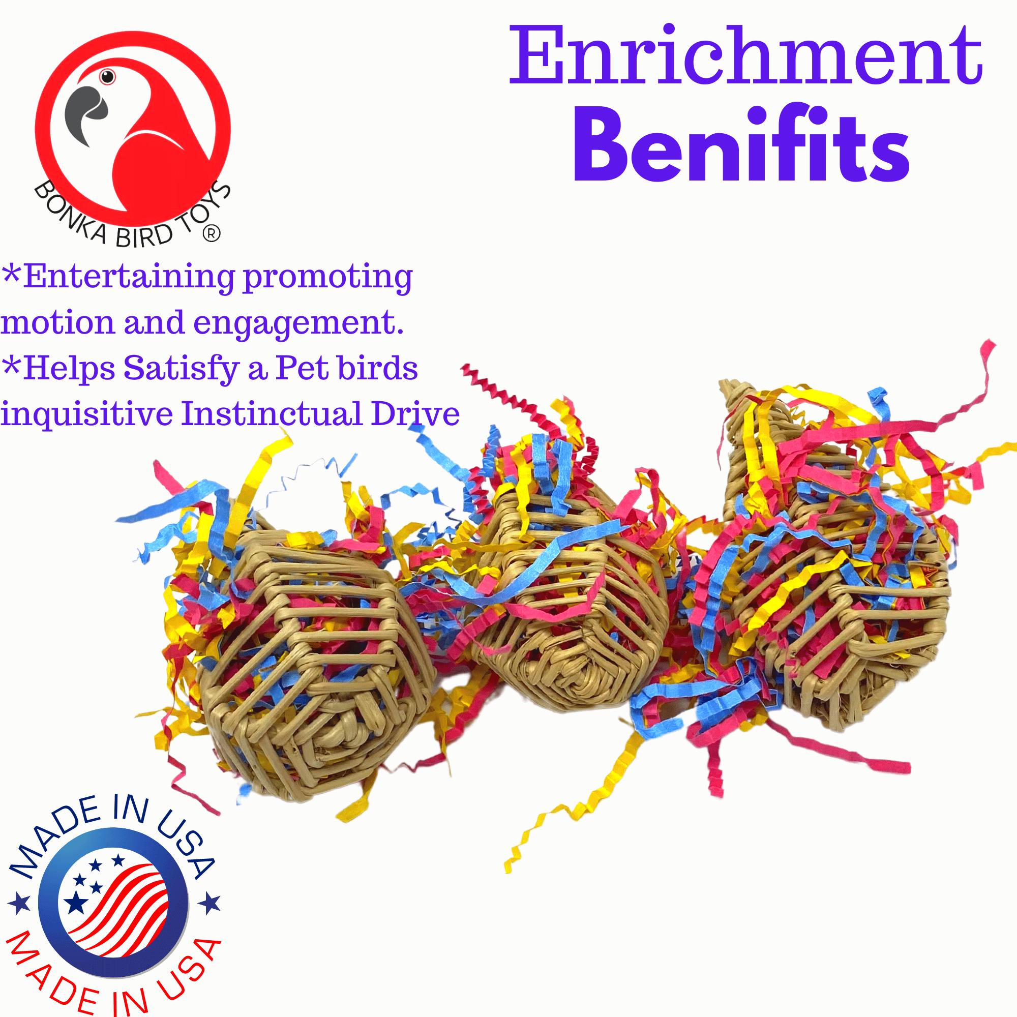 2405 Pk3 Stuffed Vine Lantern - Bonka Bird Toys