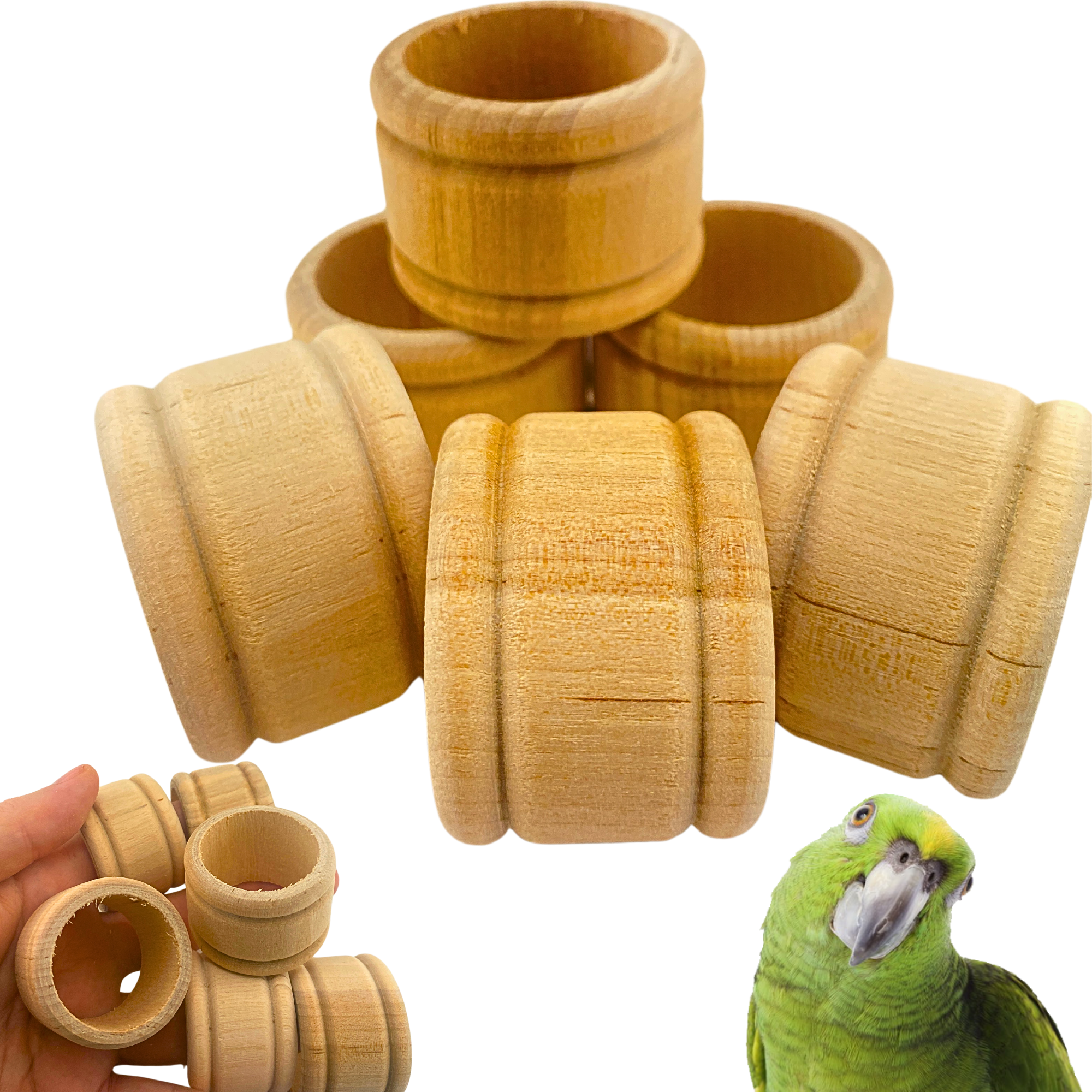 3194 Pk6 Wooden Napkin Rings - Bonka Bird Toys