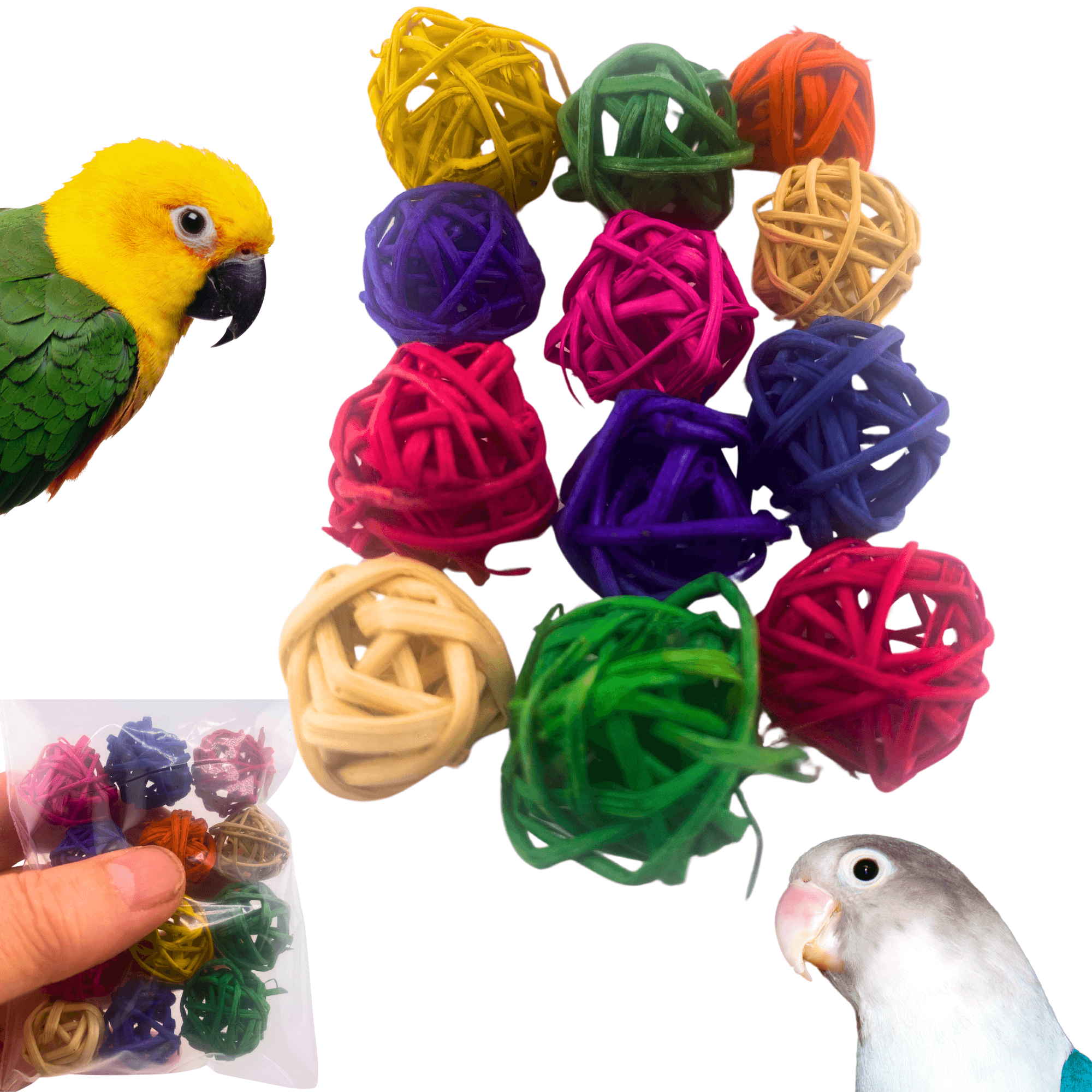 3350 Pk12 Colored Tiny Vine Balls - Bonka Bird Toys