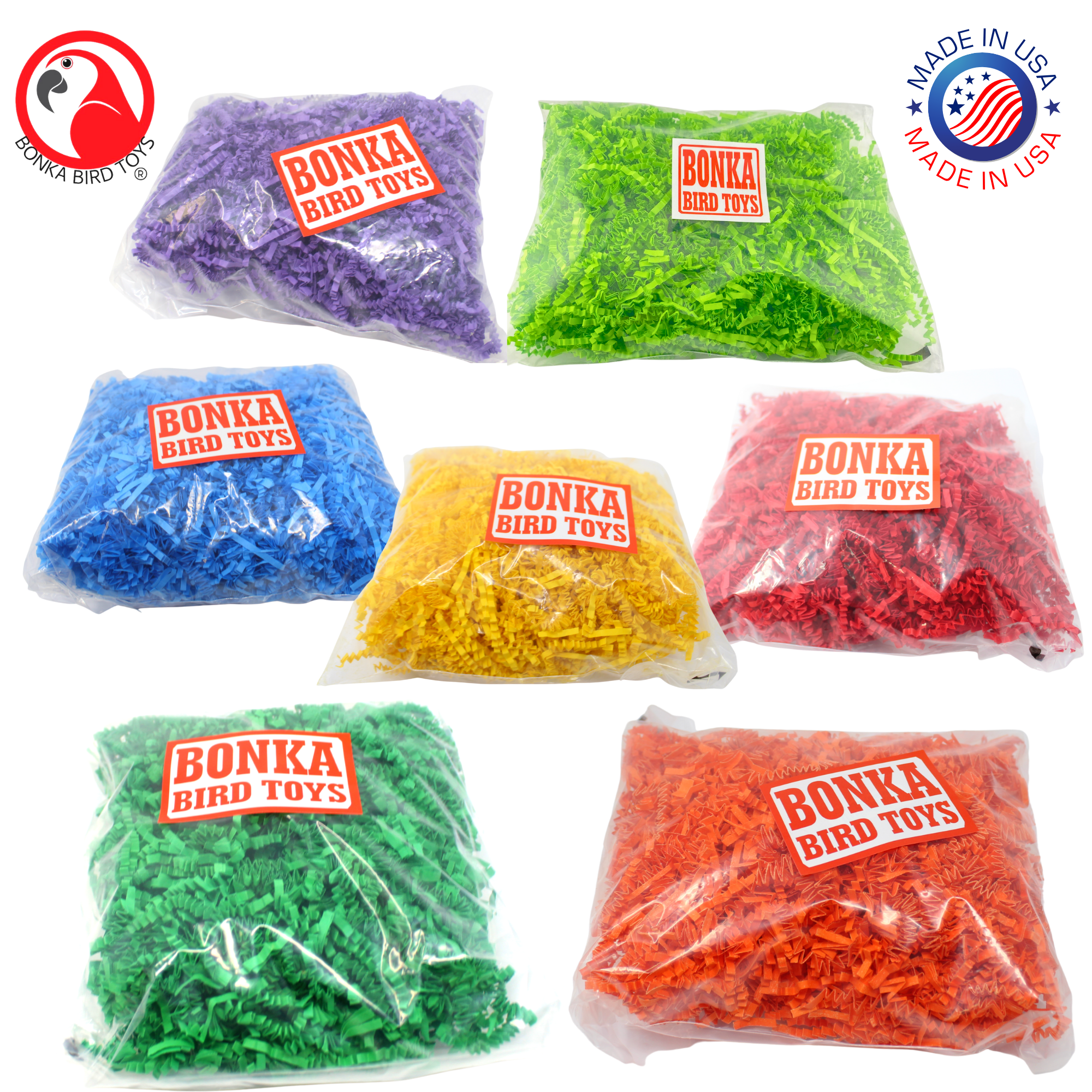 Colored Crinkle Shred Paper - Bonka Bird Toys