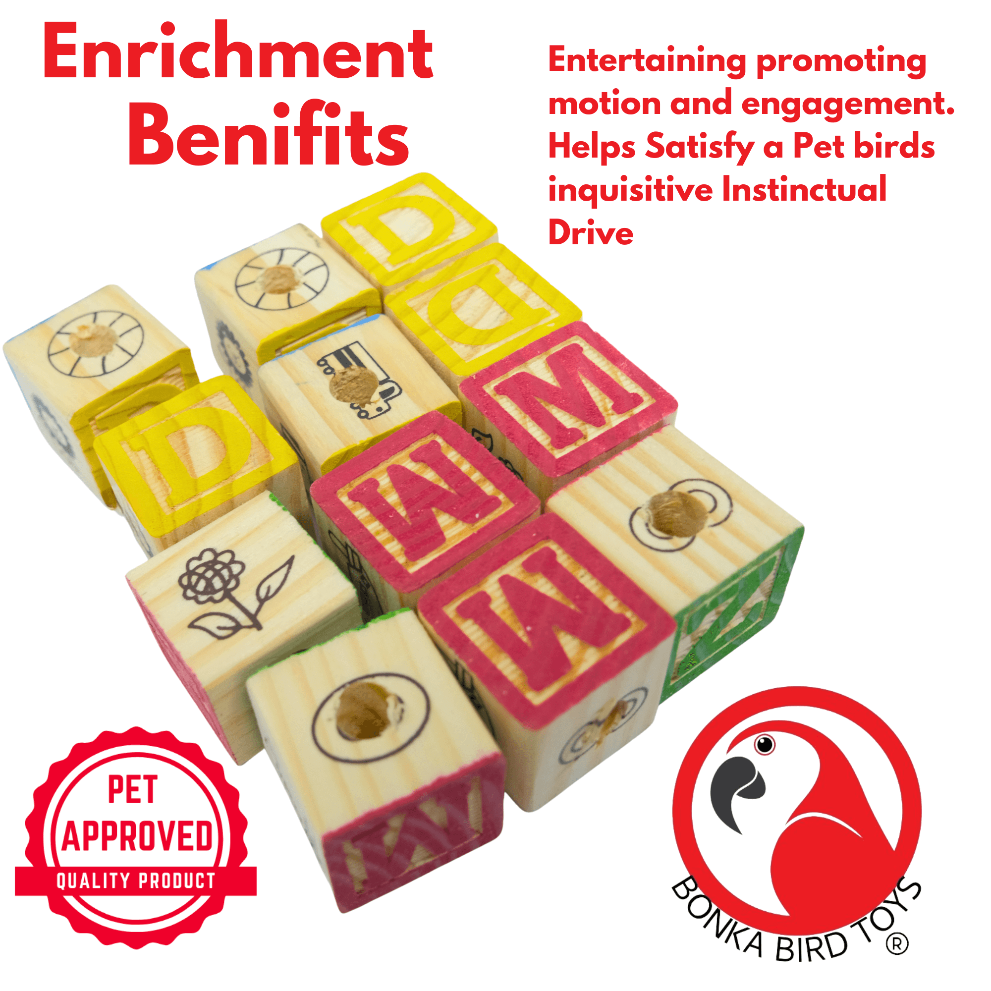 2664 PK12 Wooden ABC Blocks - Bonka Bird Toys