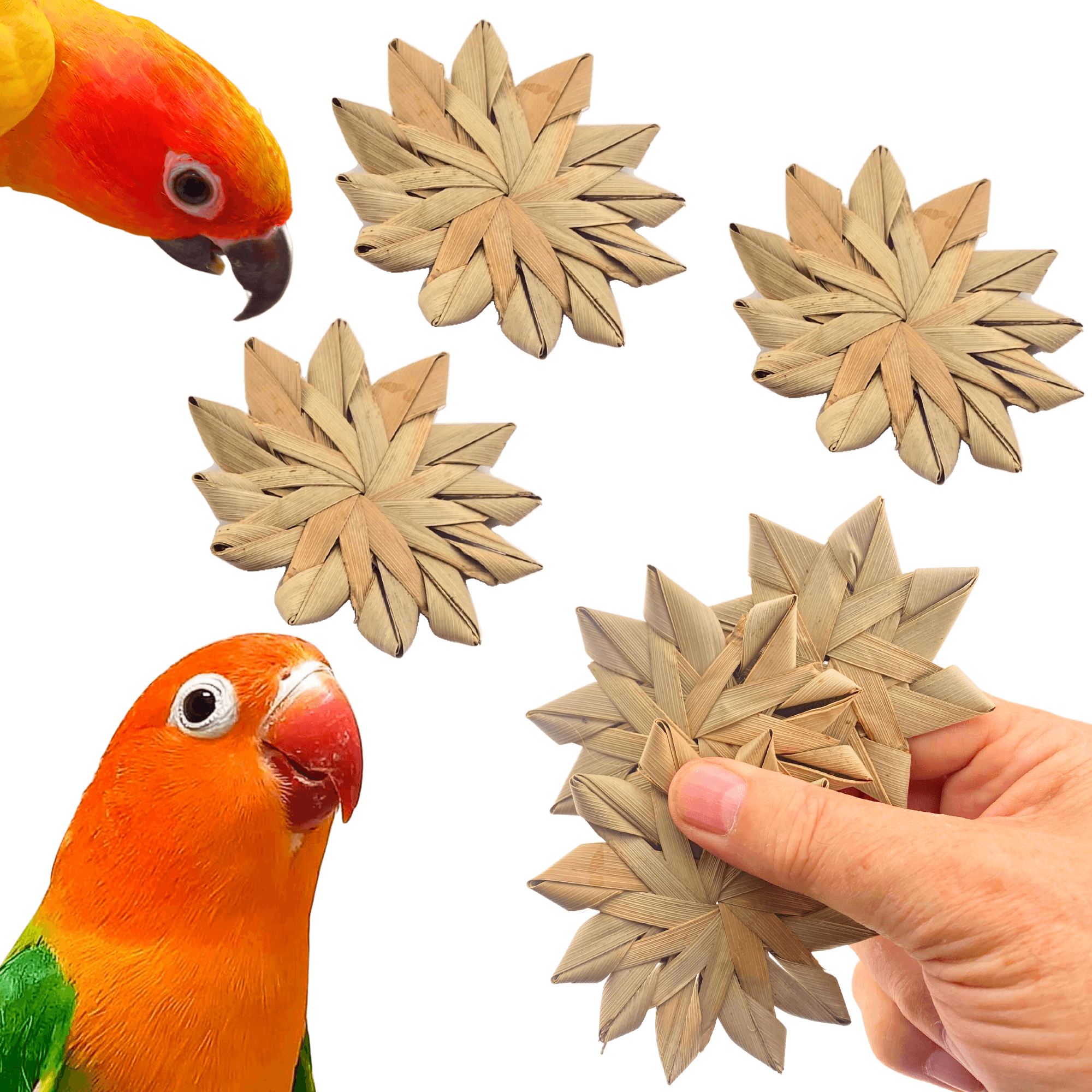 1271 Pk3 Woven 3" Palm Flowers - Bonka Bird Toys