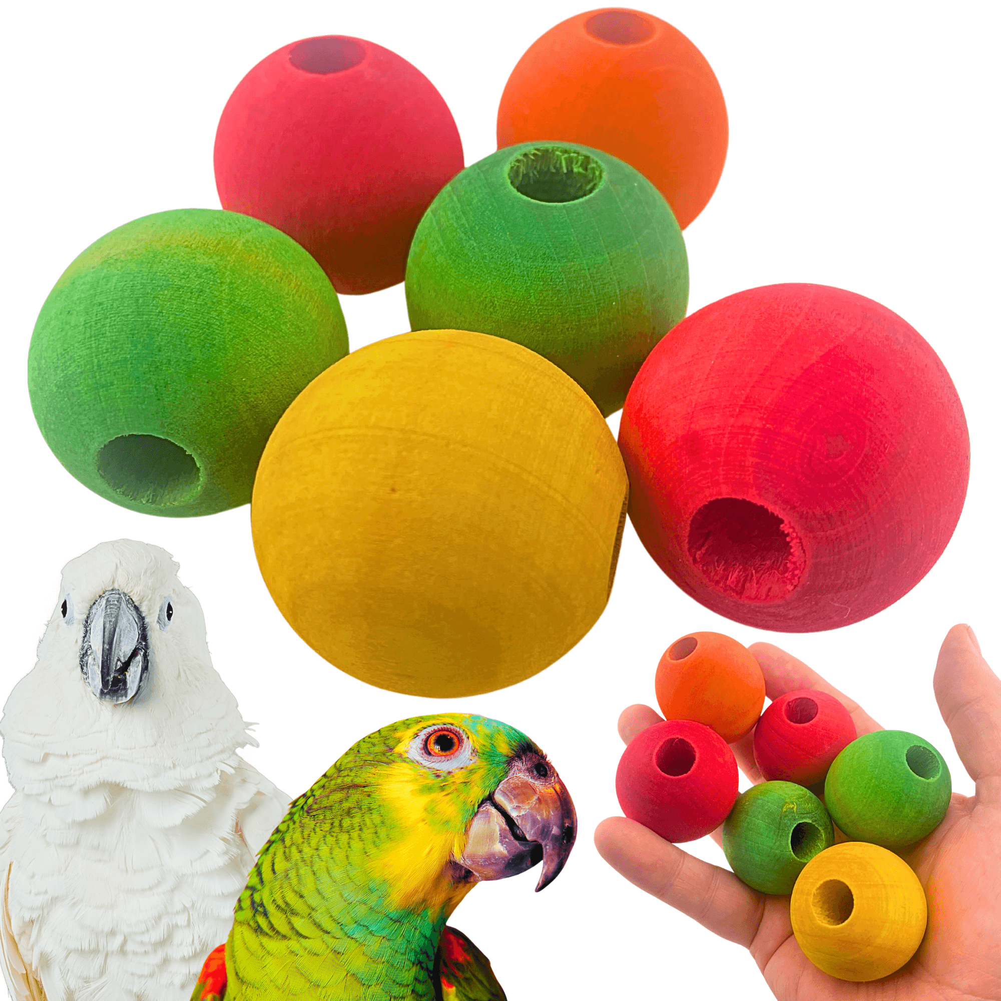 1157 Pk6 1.5" Big Wood Balls - Bonka Bird Toys