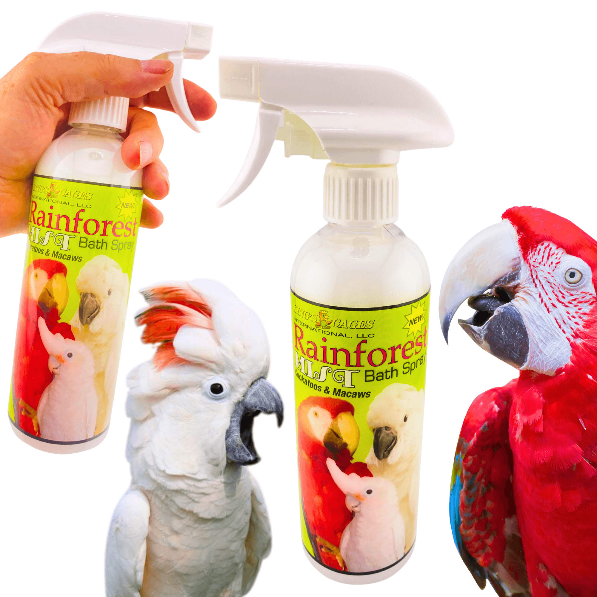 Rainforest Mist White 17oz Bath Spray Cockatoos and Macaws - Bonka Bird Toys