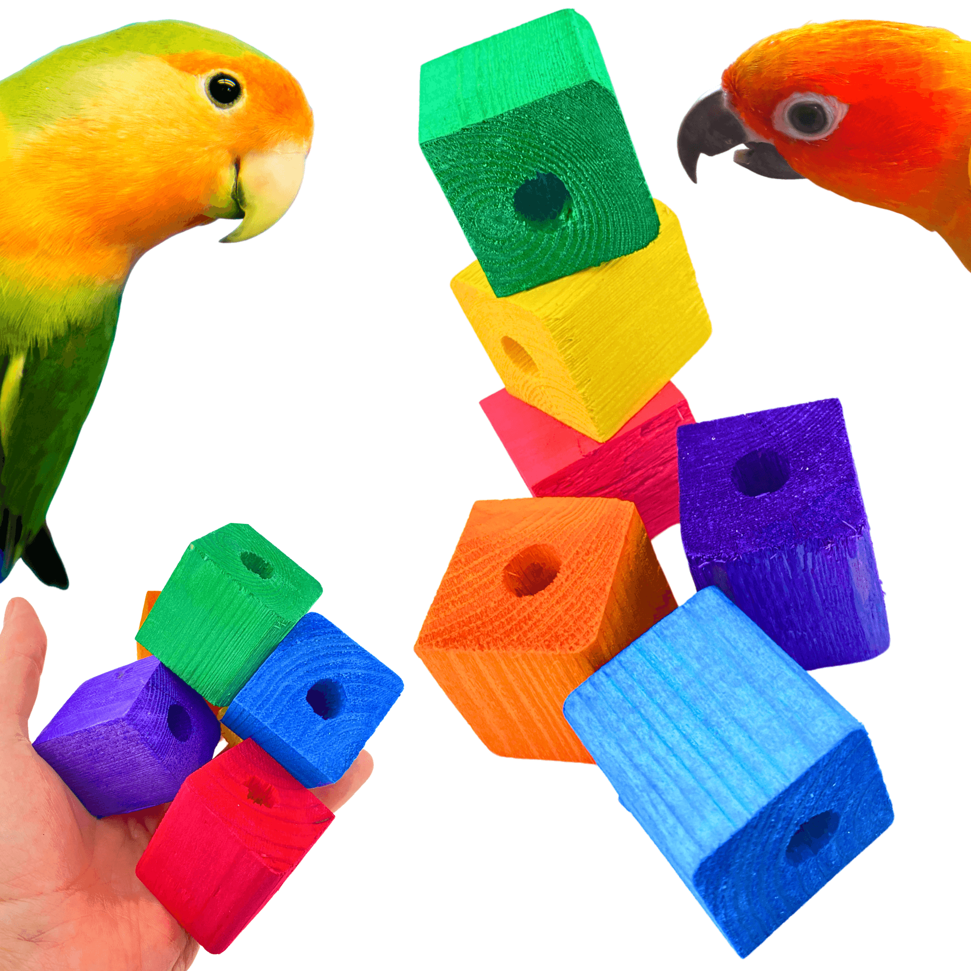 1154 Pk6 1.50" Drilled Cube Block - Bonka Bird Toys