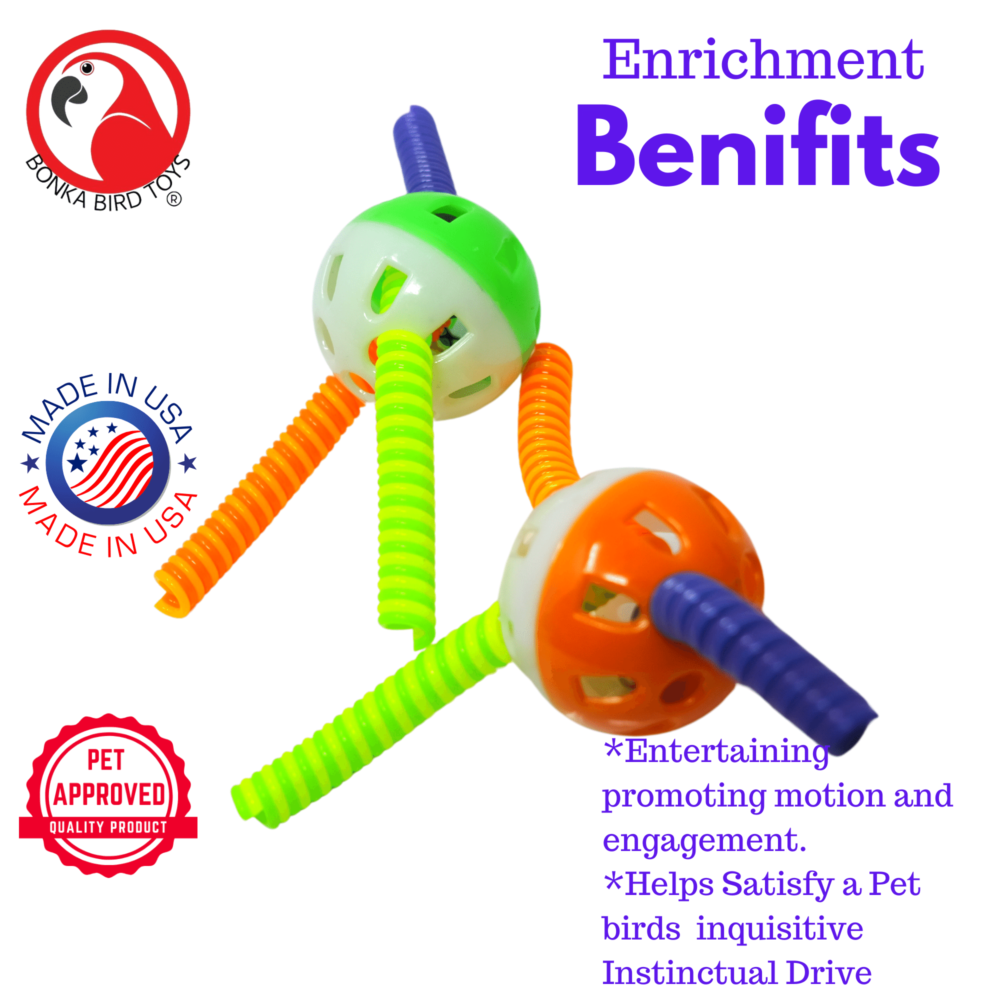 3717 Pk2 Spring Ball Foot Talon Toys - Bonka Bird Toys