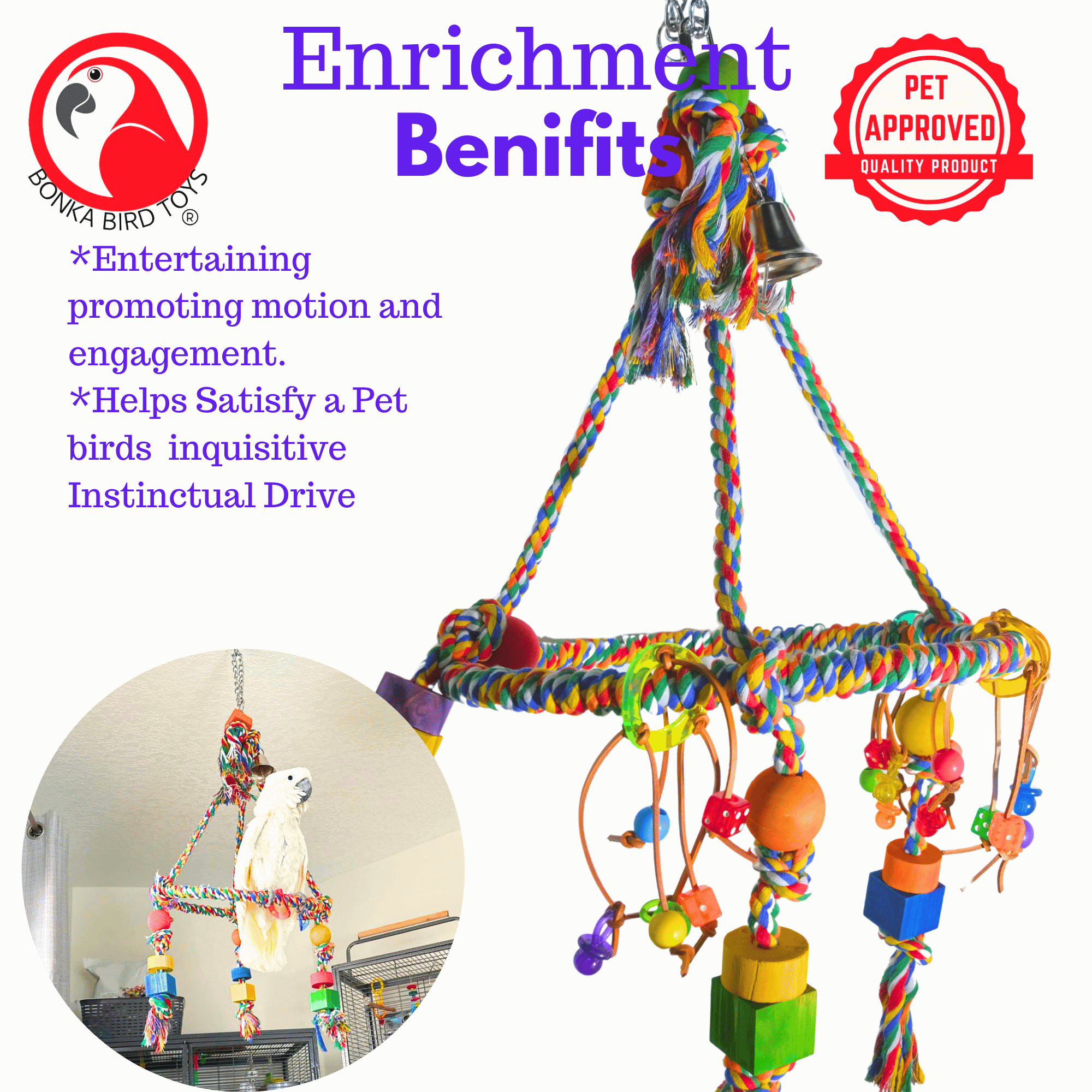 1111 Huge Pyramid Rope Swing - Bonka Bird Toys