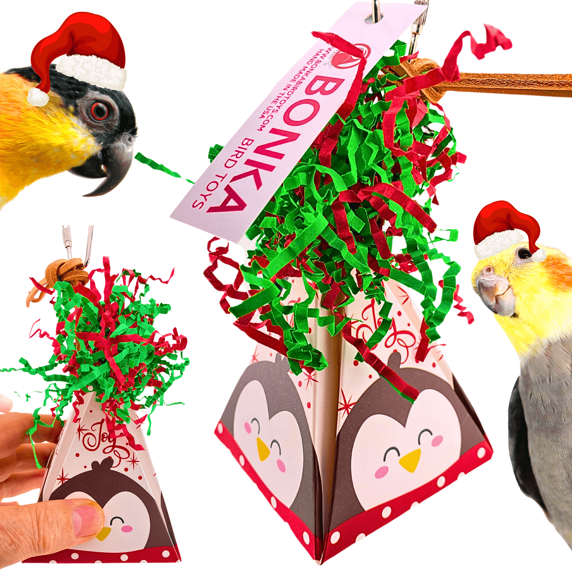 2745 Penguin Christmas Crinkle Cone - Bonka Bird Toys