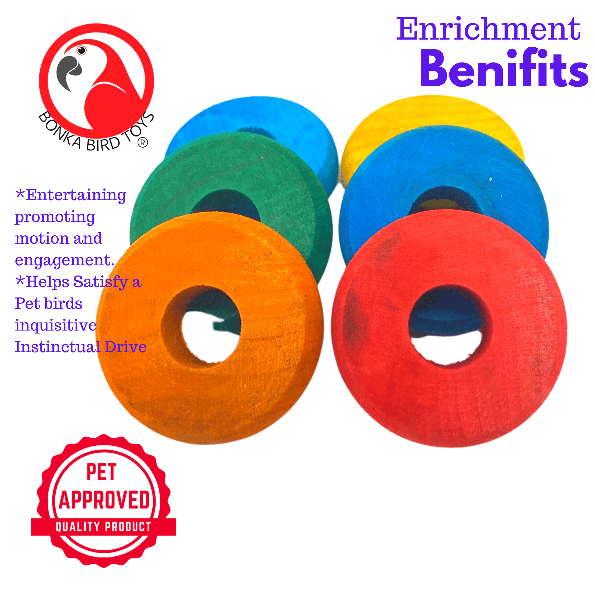 2936 Pk6 Colored Wooden Wheel - Bonka Bird Toys