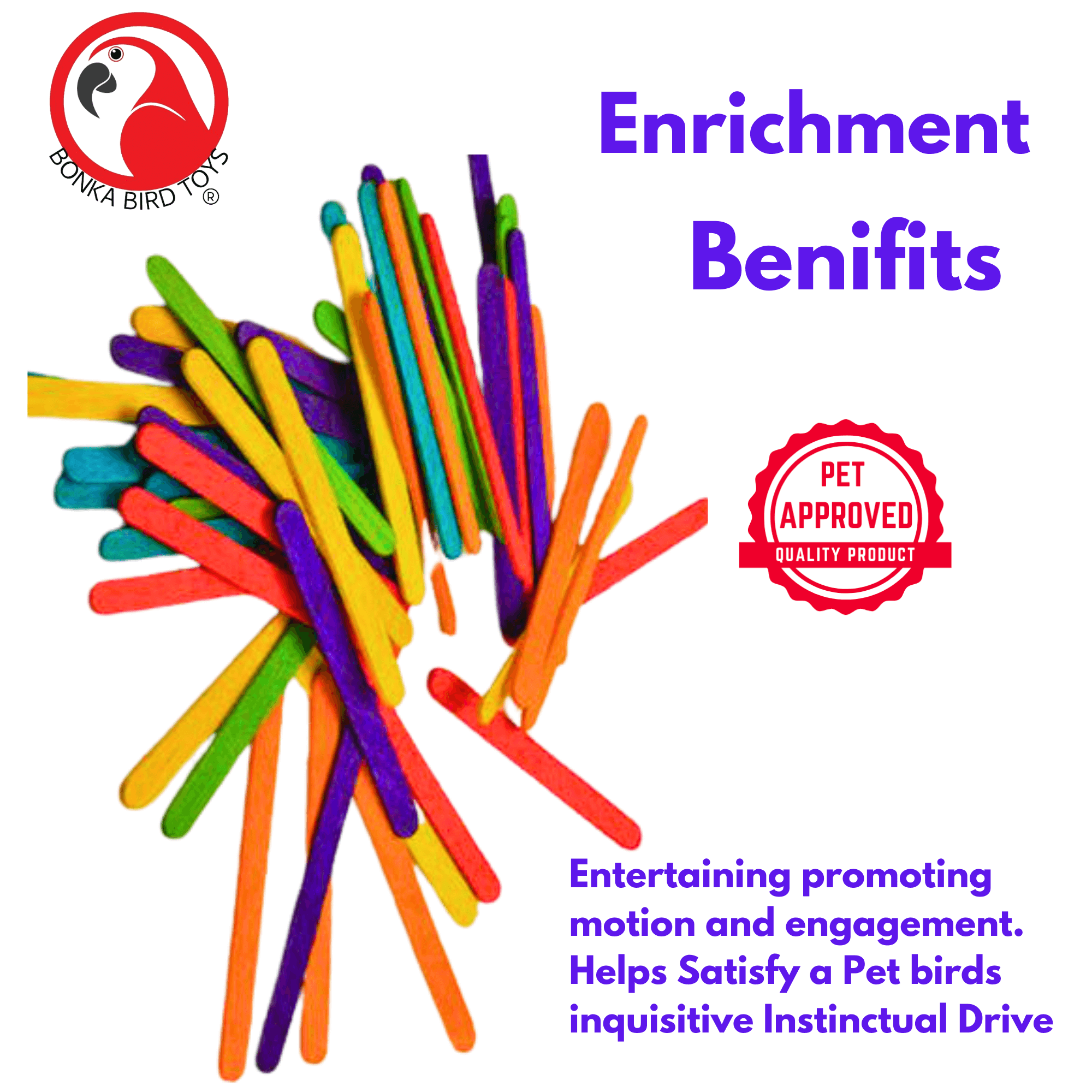 1227 Pk50 Colored Wooden Chewy Sticks - Bonka Bird Toys