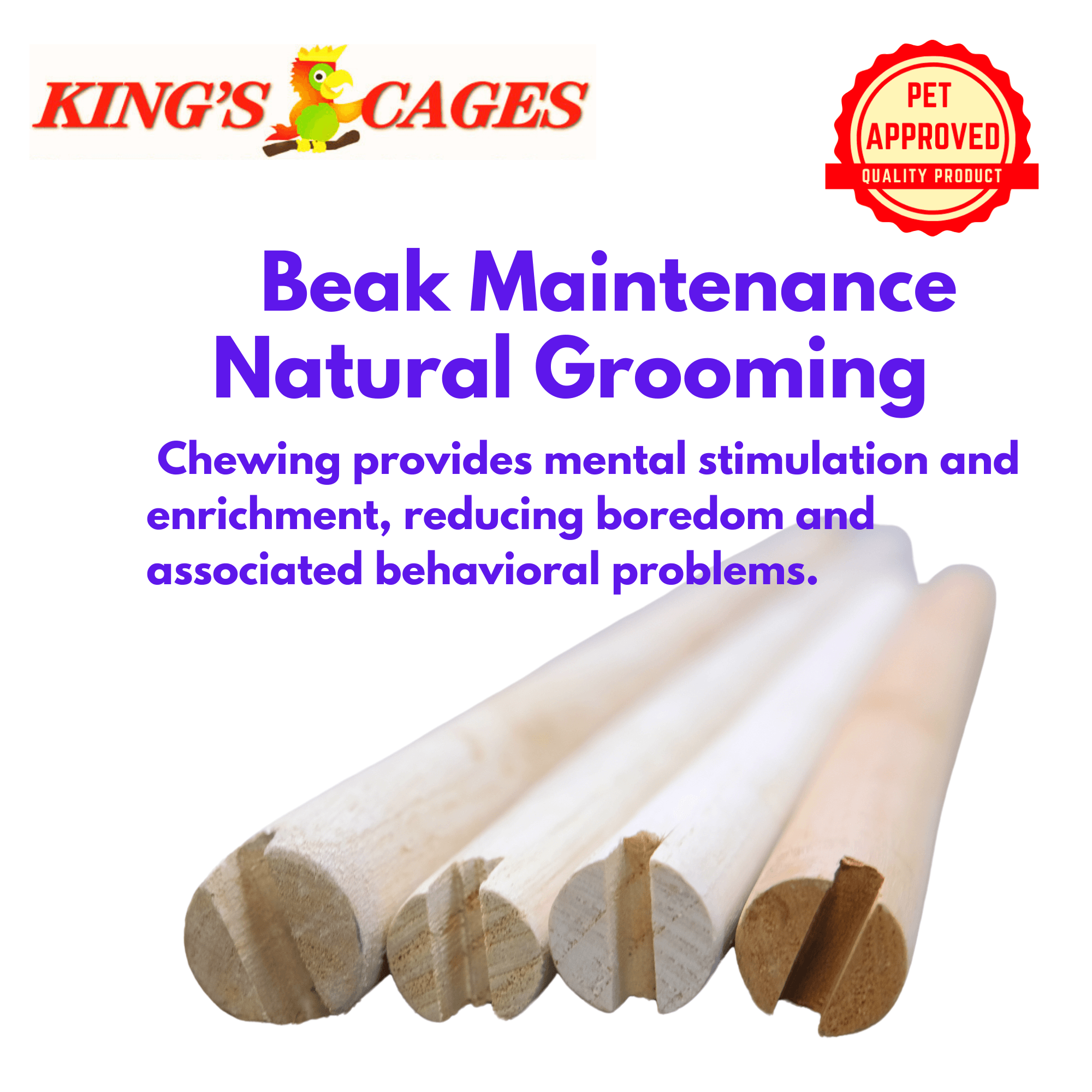 Pine Dowel Perch 45 1/4" Long X 1" Diameter (Fits Kings Cages European Napoleon Cage 406) - Bonka Bird Toys