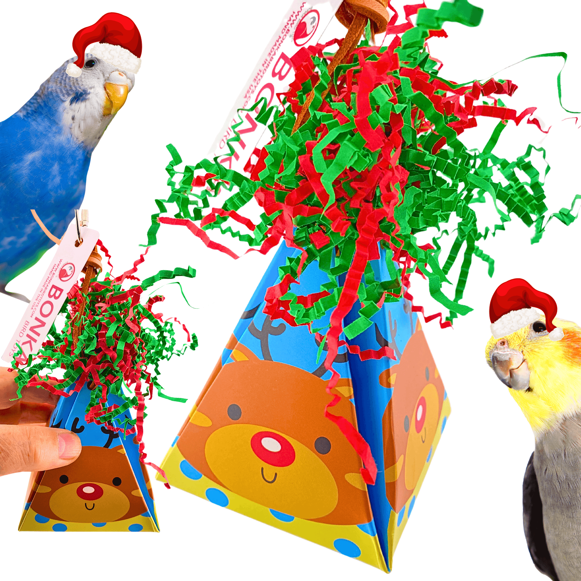 2746 Rudolph Christmas Crinkle Cone - Bonka Bird Toys