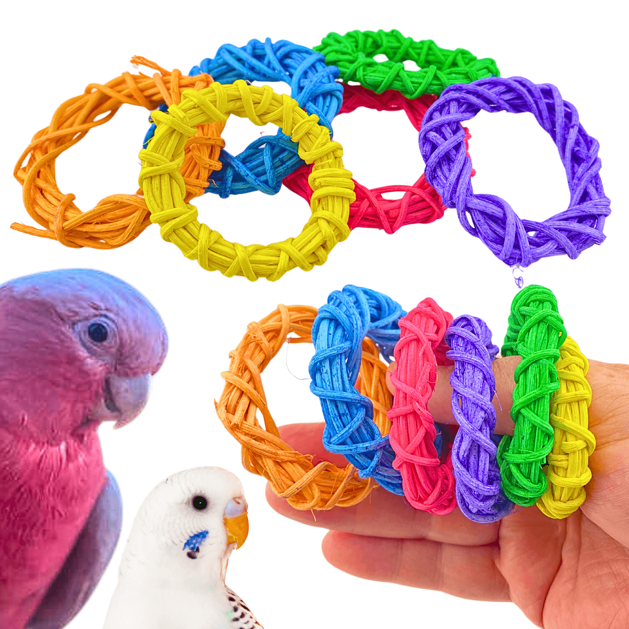 1450 Pk6 Color Craze 2" Vine Rings - Bonka Bird Toys