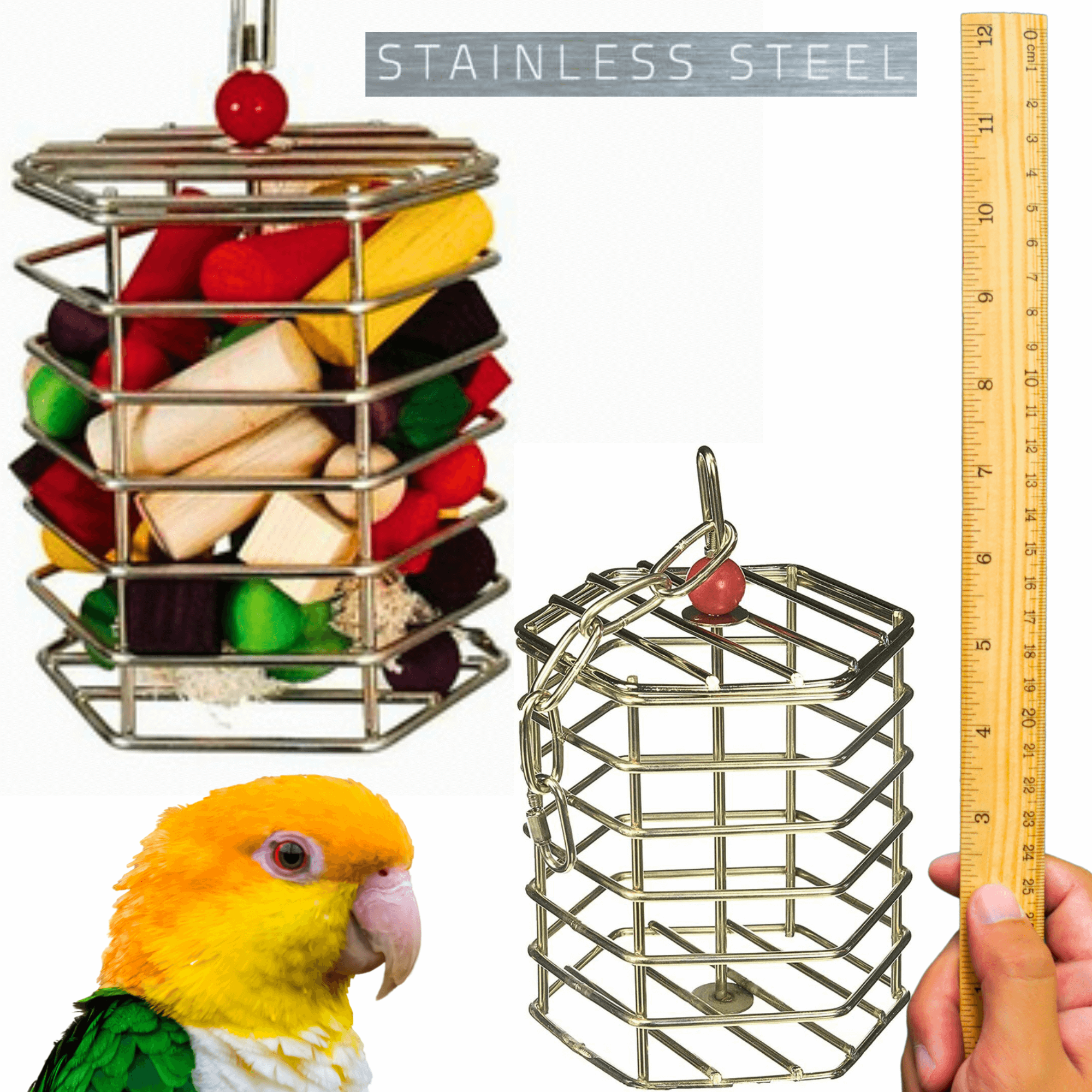 00197 Large Stainless Steel Baffle Cage 6X6 - Bonka Bird Toys
