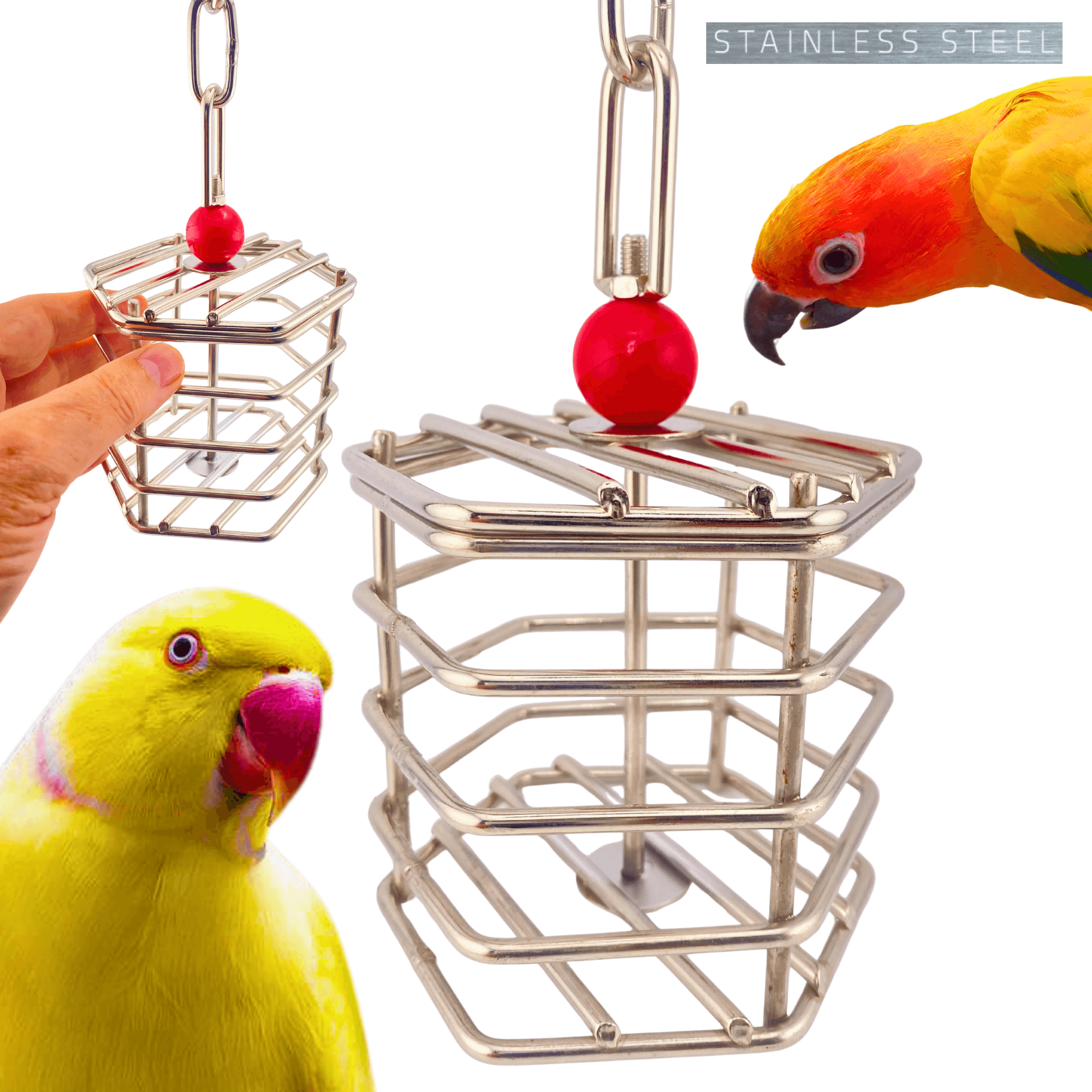 00196 Small Stainless Steel Baffle Cage - Bonka Bird Toys