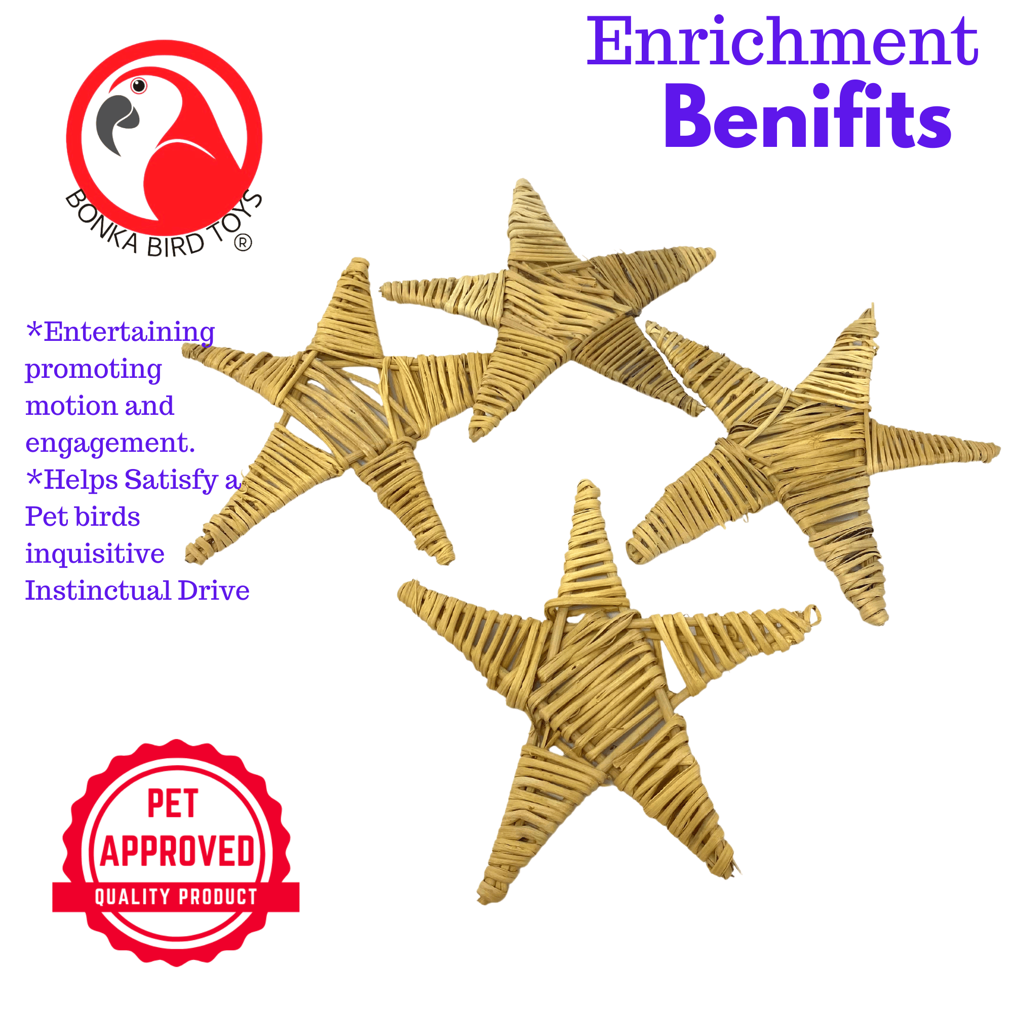 Huge Pk4 Vine Stars - Bonka Bird Toys