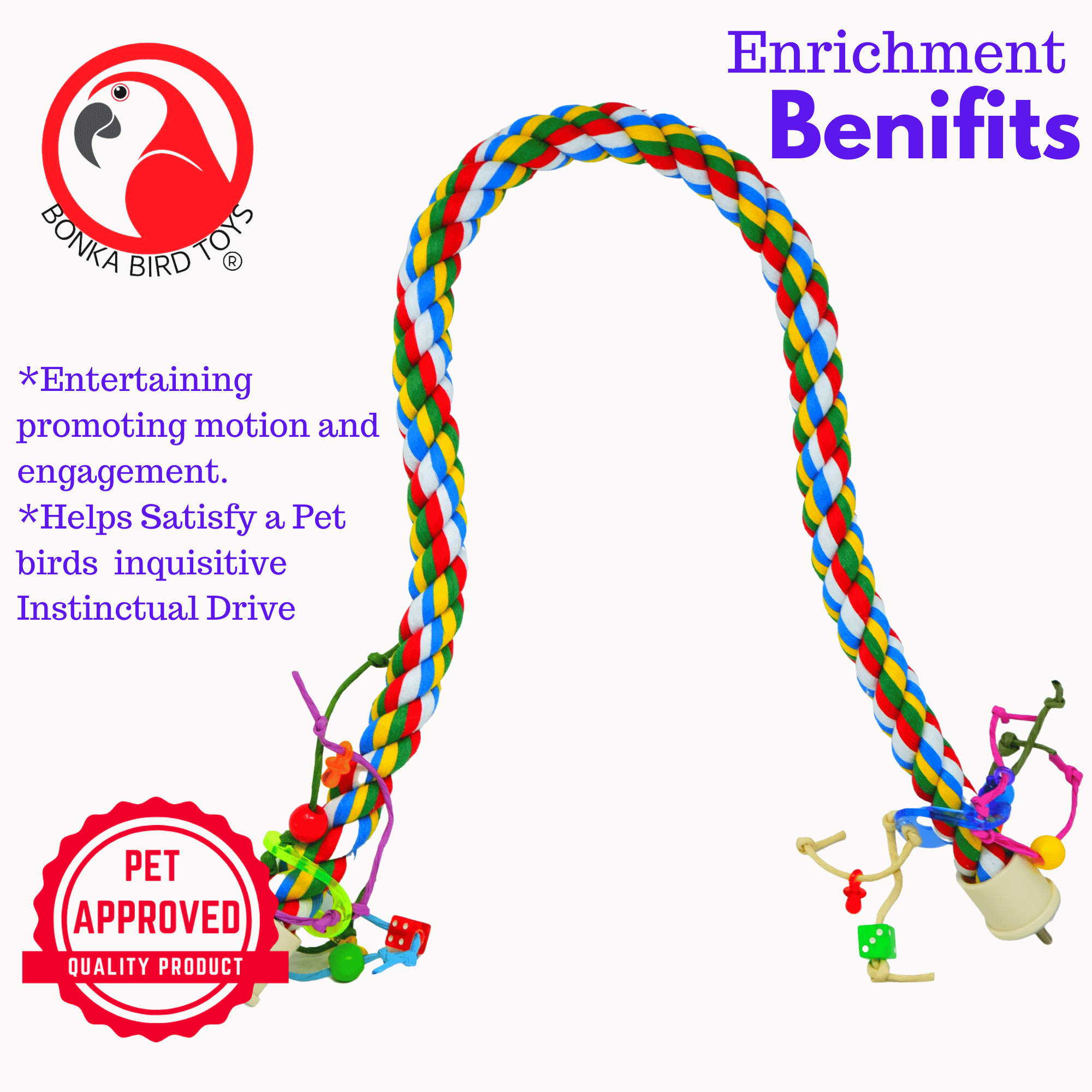 1114 Huge Rope Charm Perch 48" - Bonka Bird Toys