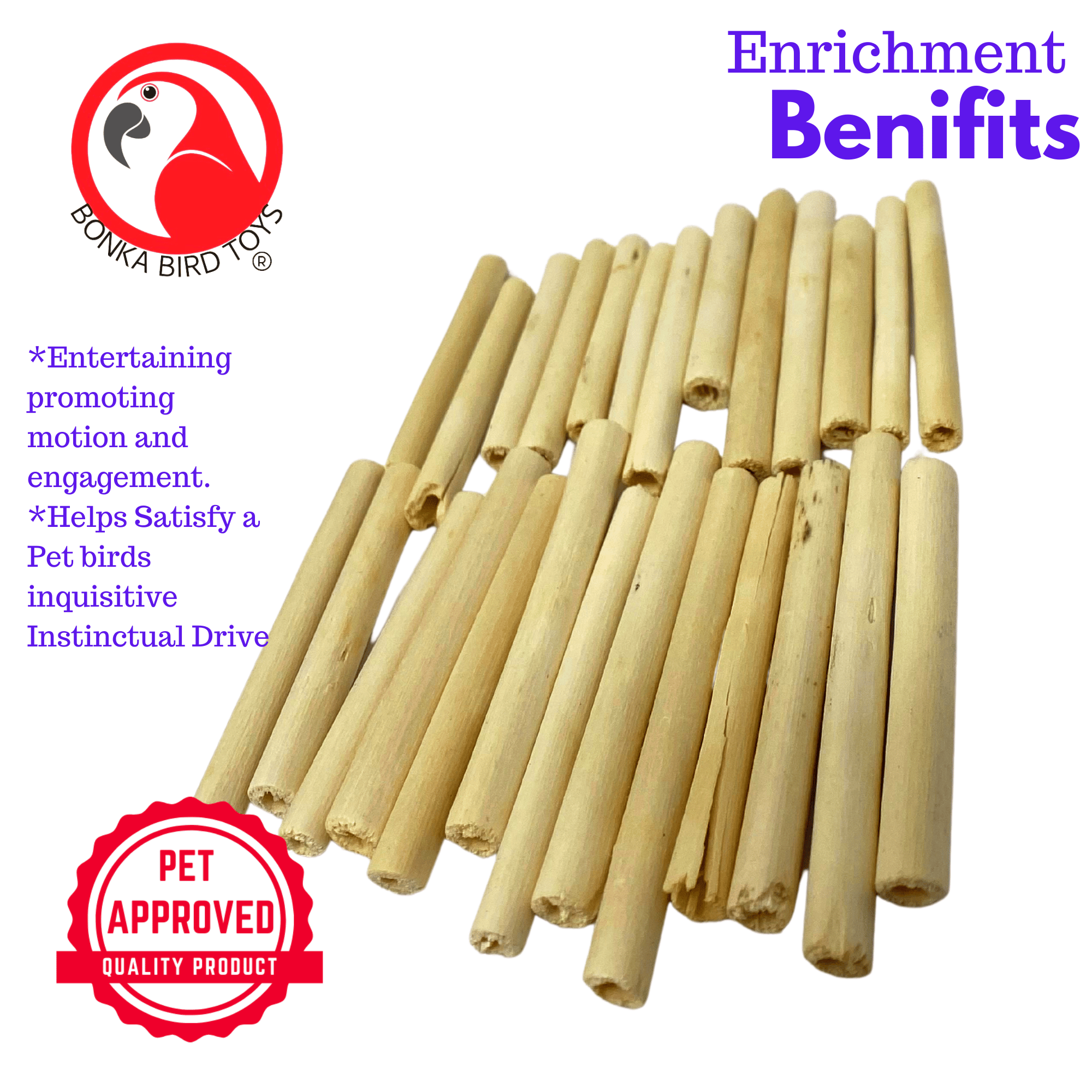 2943 PK24 2" Natural Jute Sticks - Bonka Bird Toys