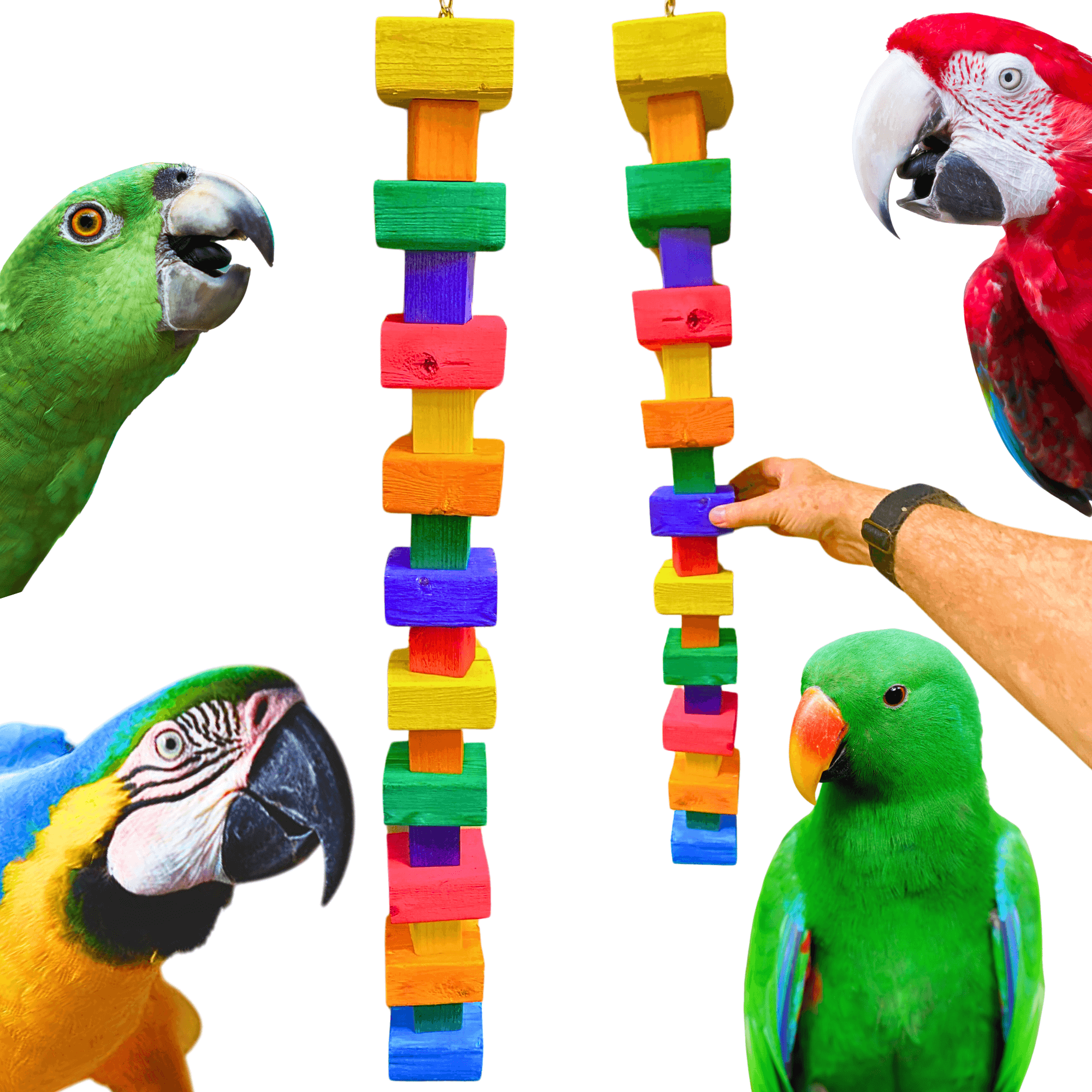 1183 Extra Long Big Bites Rainbow Wood Tower - Bonka Bird Toys