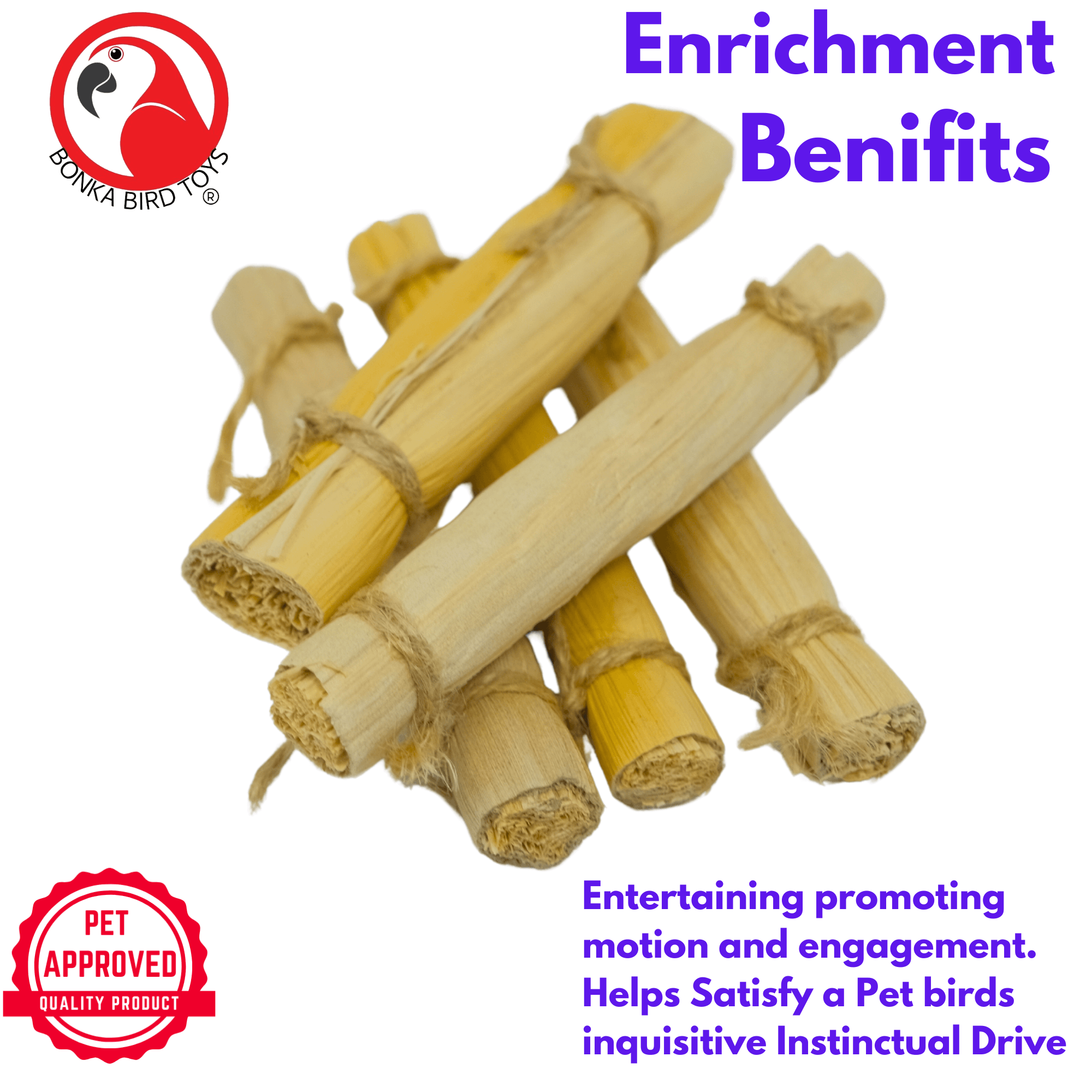 2375 Pk5 4-Inch Banana Leaf Sticks - Bonka Bird Toys