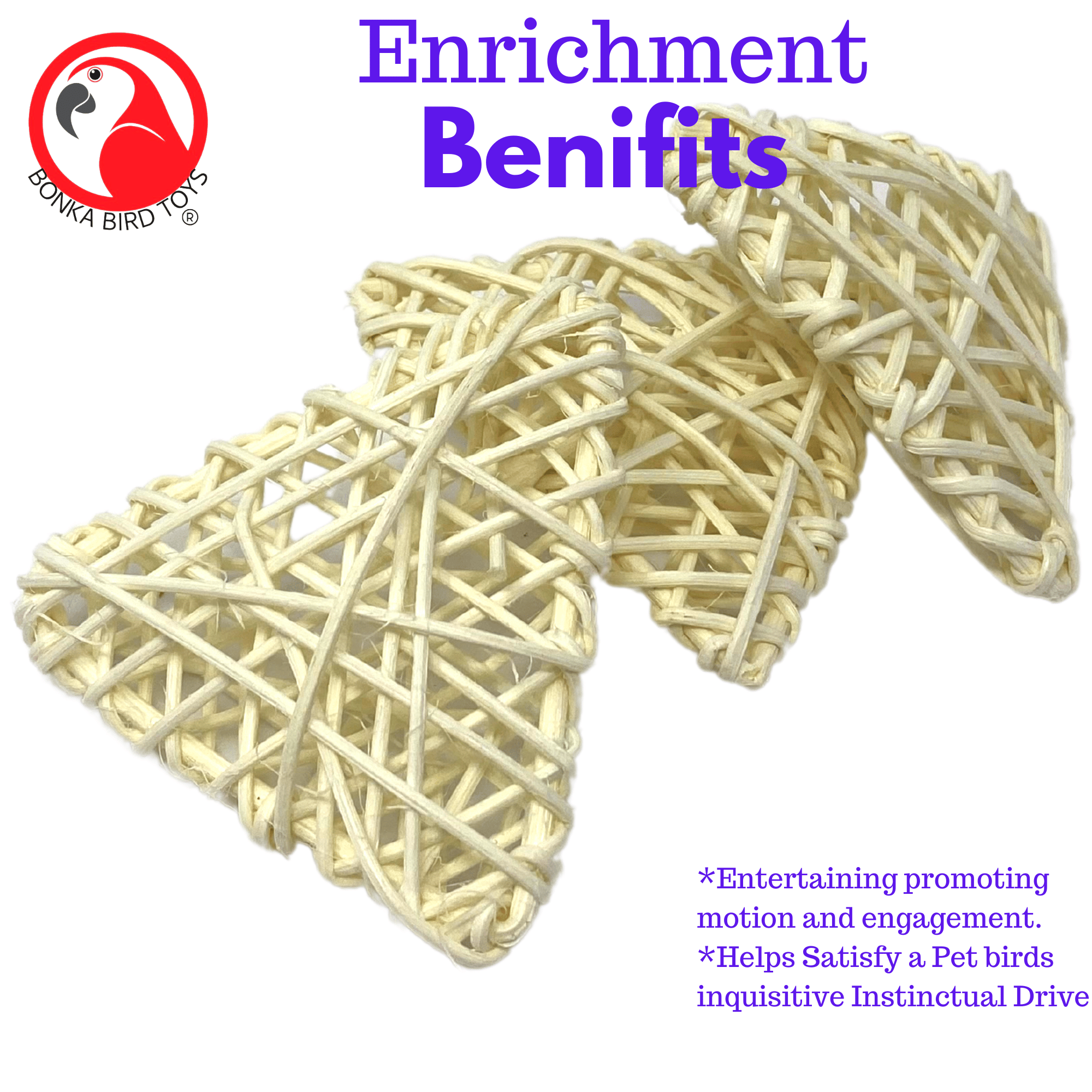 2511 Pk3 Natural Vine Triangles - Bonka Bird Toys