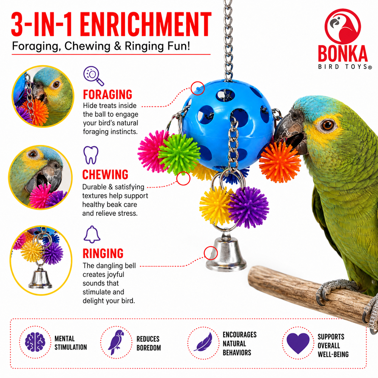2304 Spikey Rainbow Pull - Bonka Bird Toys
