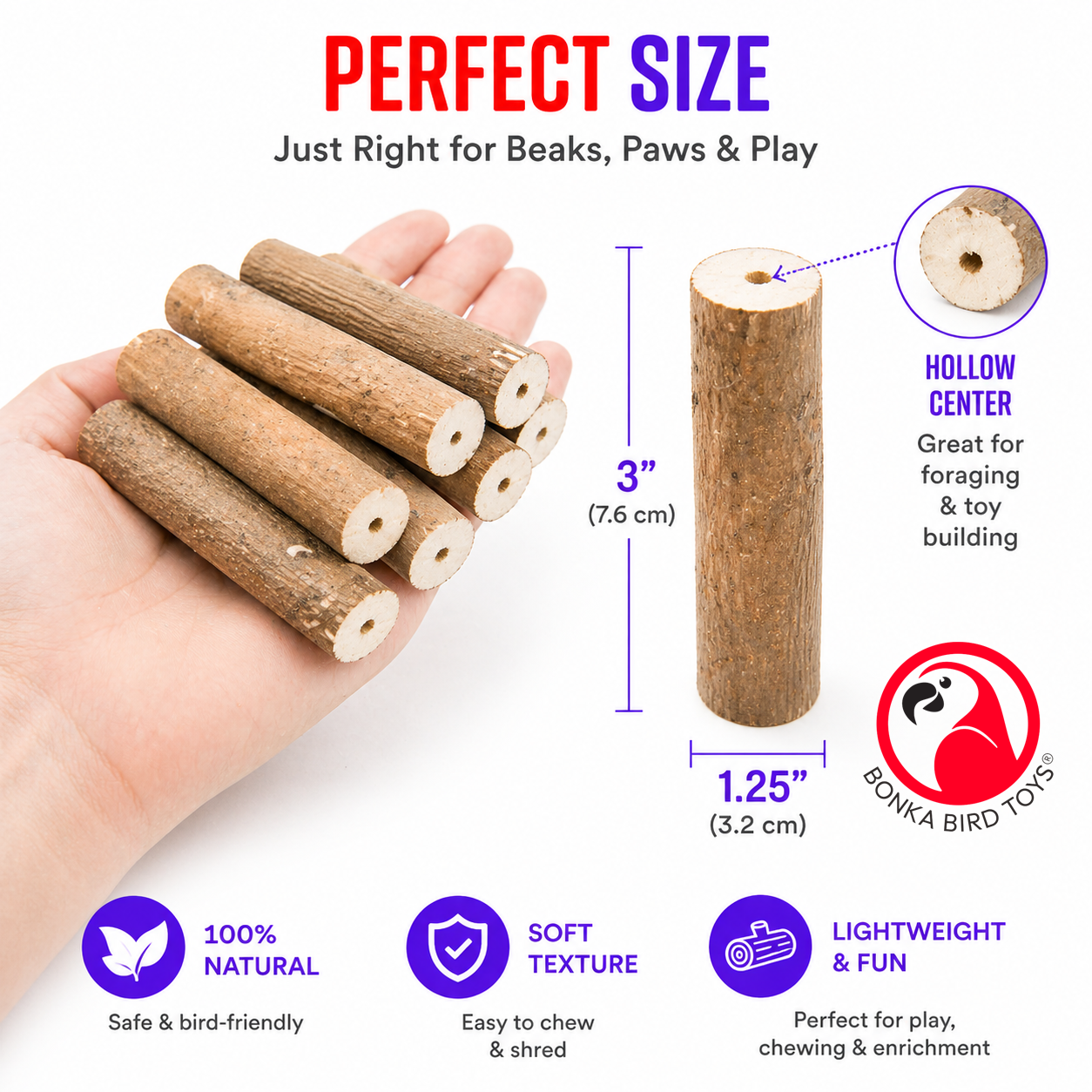 1211 Pk6 Natural Bark Sola Sticks - Bonka Bird Toys