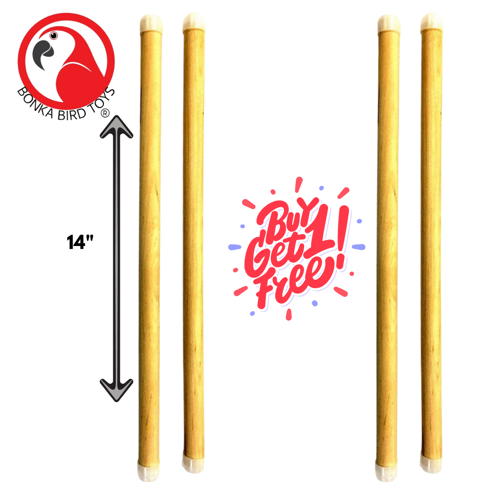 Pack2 10" 12" 14" 16" Wooden Dowel Bird Perches BOGO BUNDLE BUY ONE GET ONE FREE! - Bonka Bird Toys