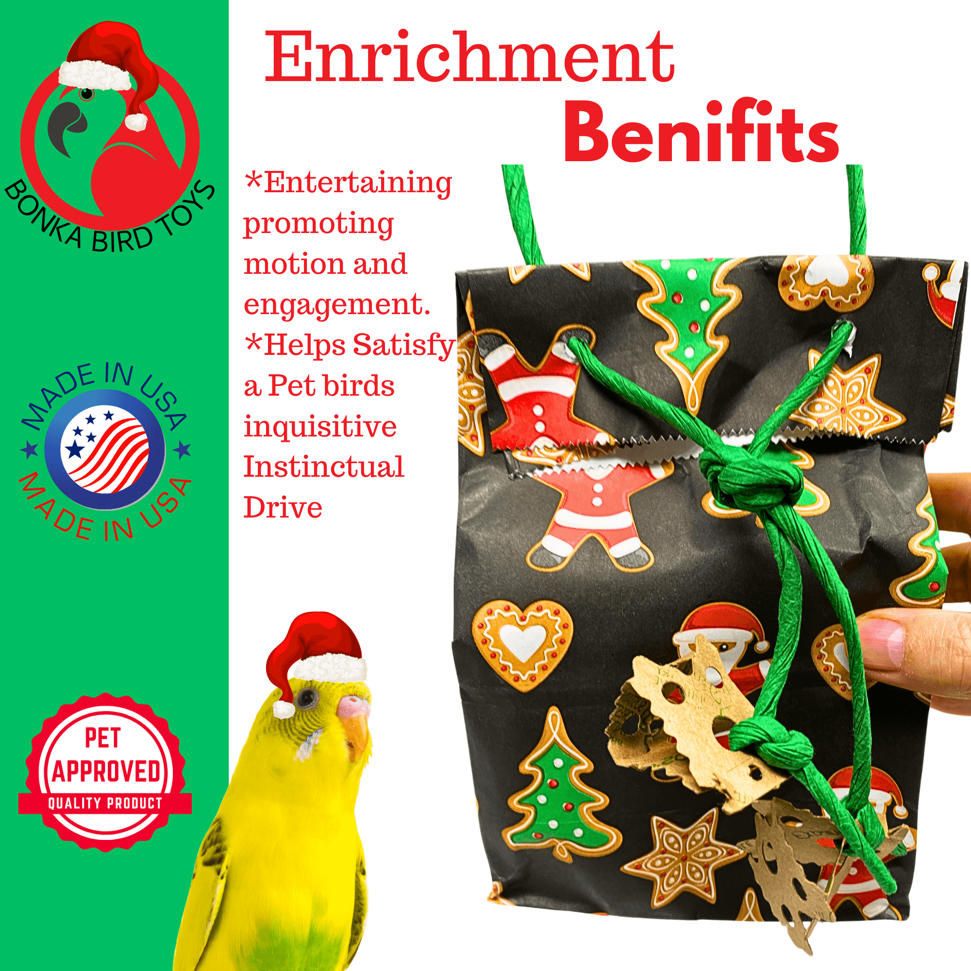 2749 Santa Christmas Treat Bag - Bonka Bird Toys