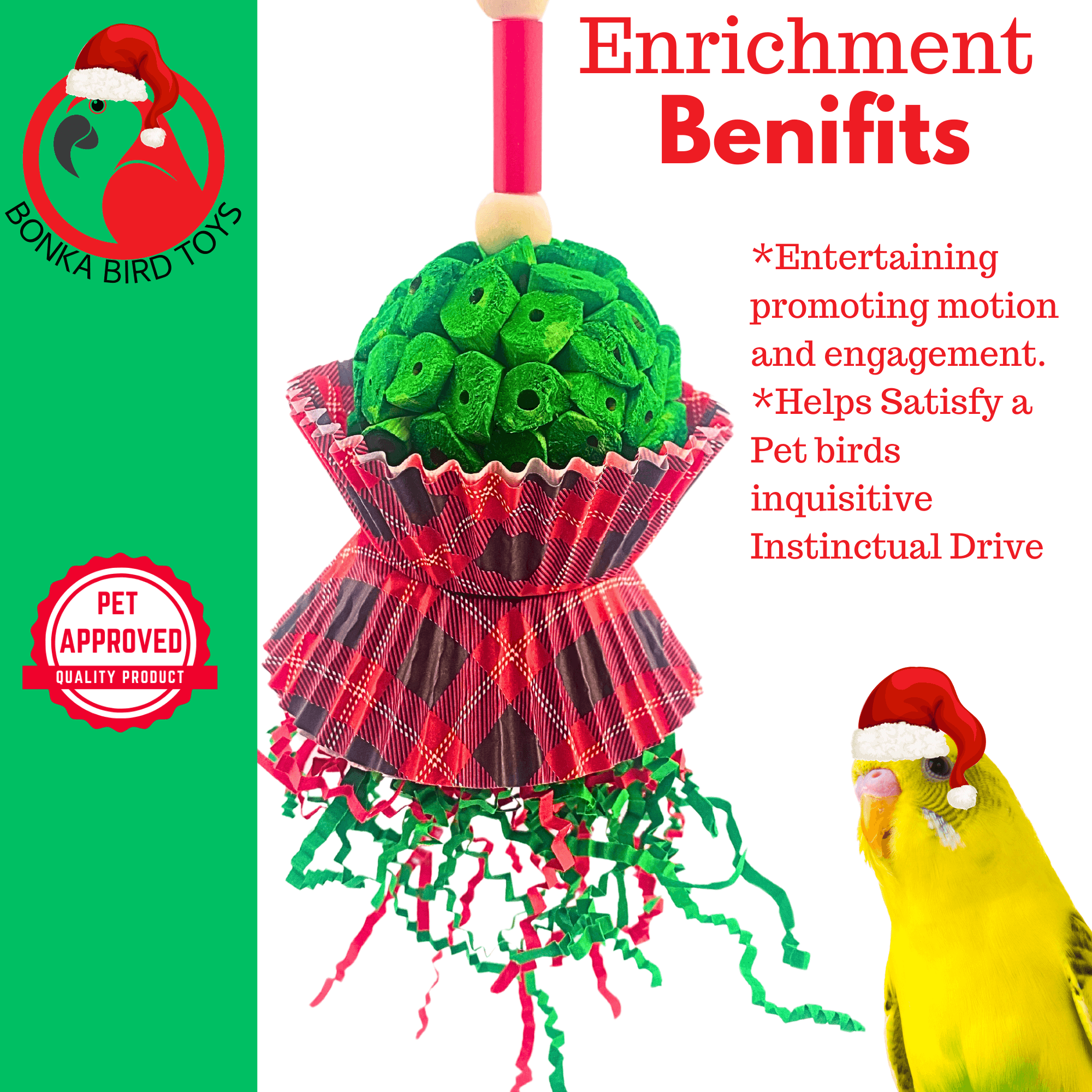 2733 Christmas Sola Tartan - Bonka Bird Toys