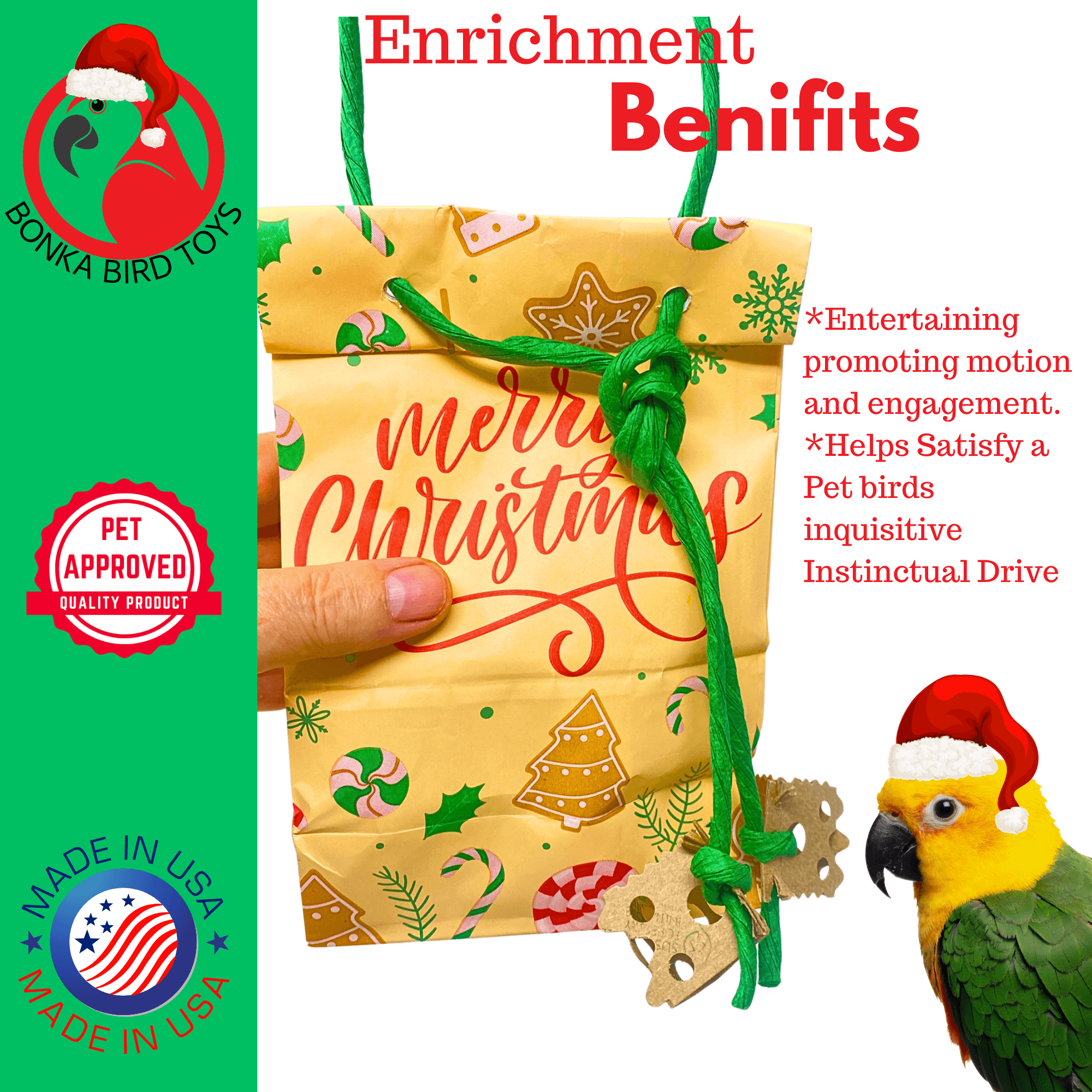 2752 Merry Christmas Treat Bag - Bonka Bird Toys