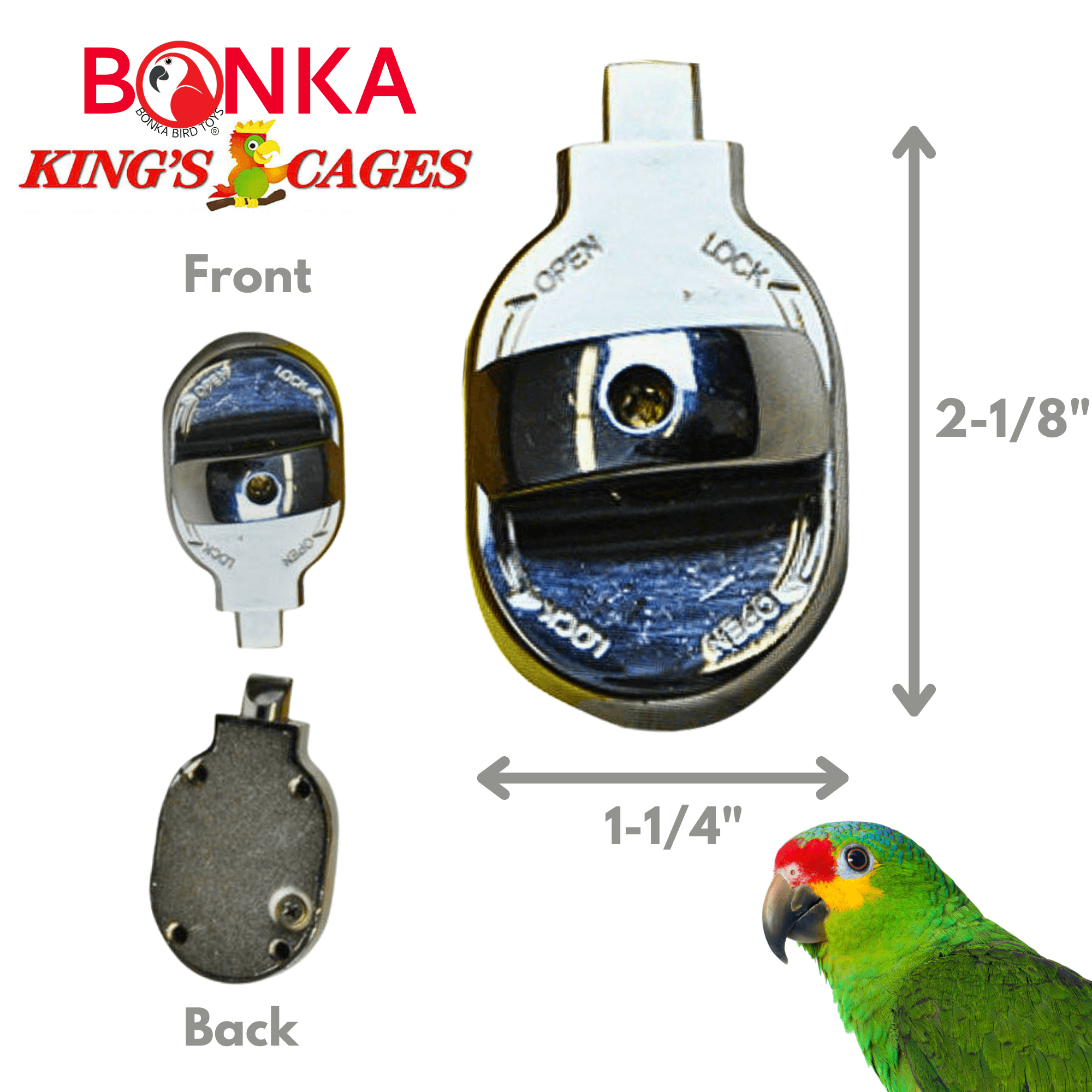 1334 Lock 6 Round Feeder Door Lock - Bonka Bird Toys