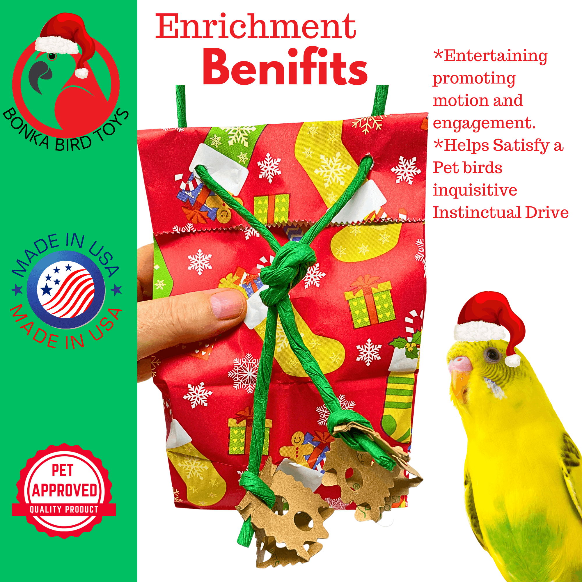 2753 Christmas Stocking Treat Bag - Bonka Bird Toys