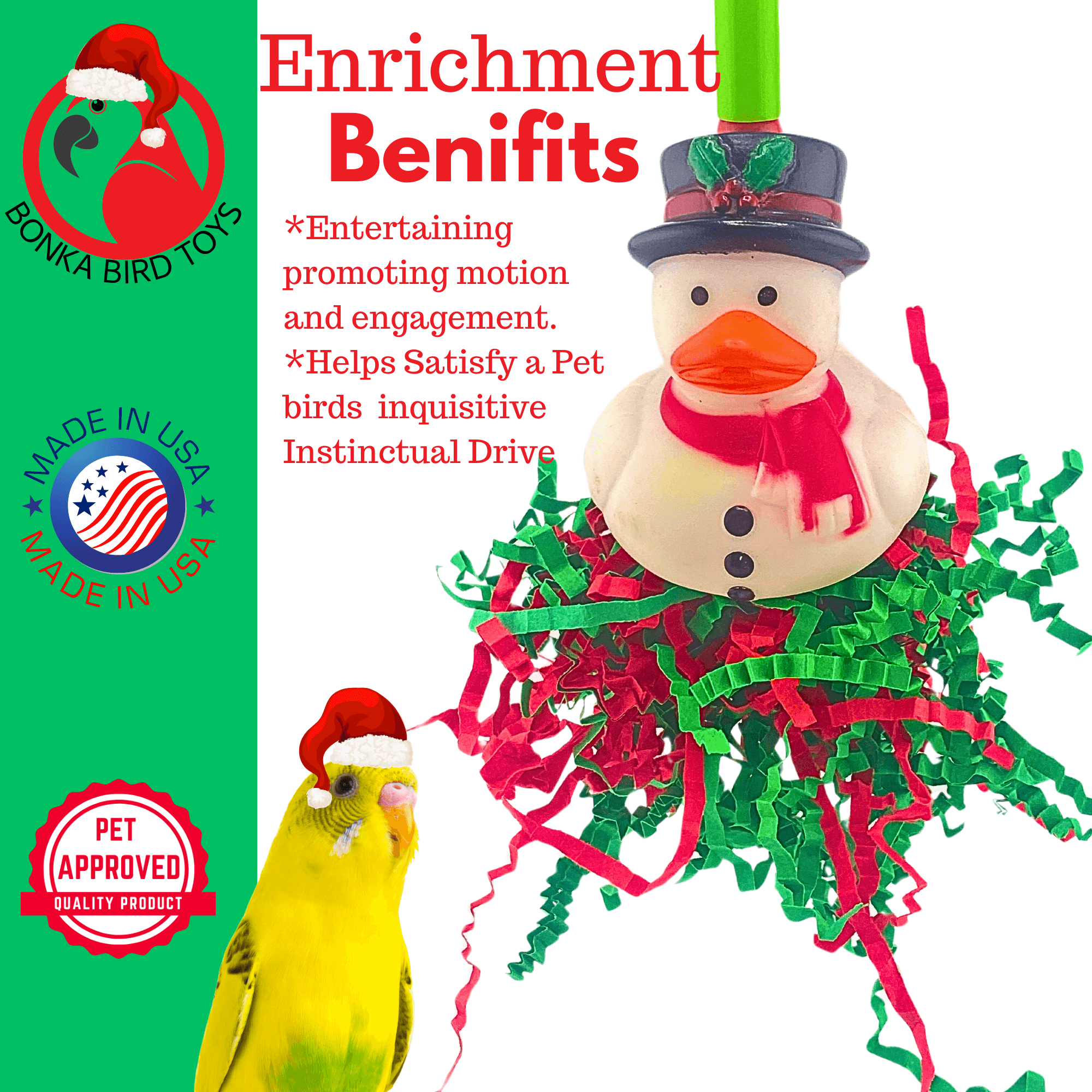 2730 Christmas Snowman Duck - Bonka Bird Toys