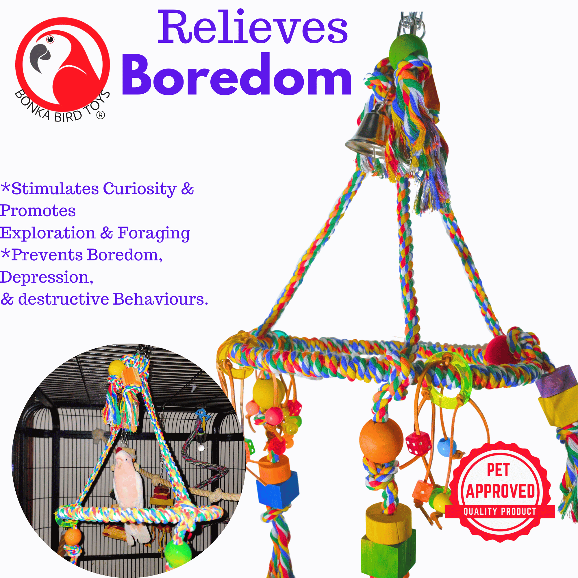 1111 Huge Pyramid Rope Swing - Bonka Bird Toys
