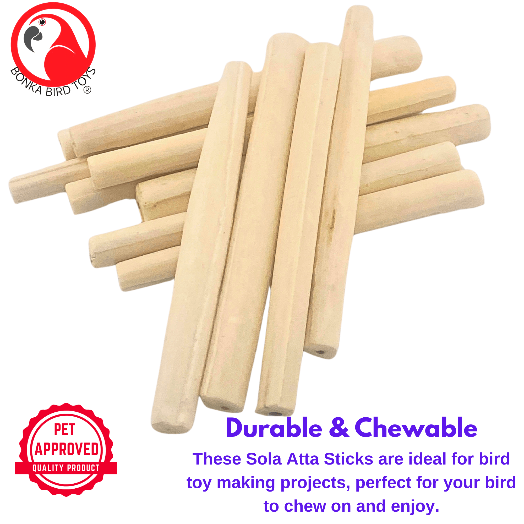 2637 Pk12 Thin Natural Sola Sticks - Bonka Bird Toys