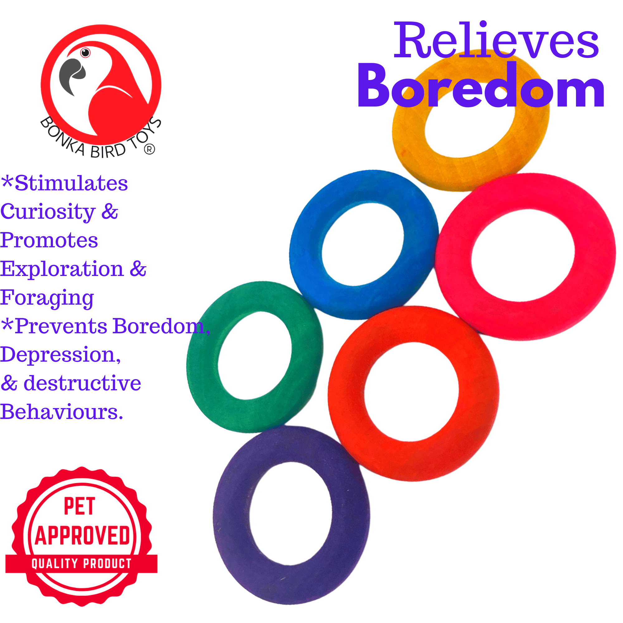 2934 PK6 1-3/4" Wood Ring Toss - Bonka Bird Toys