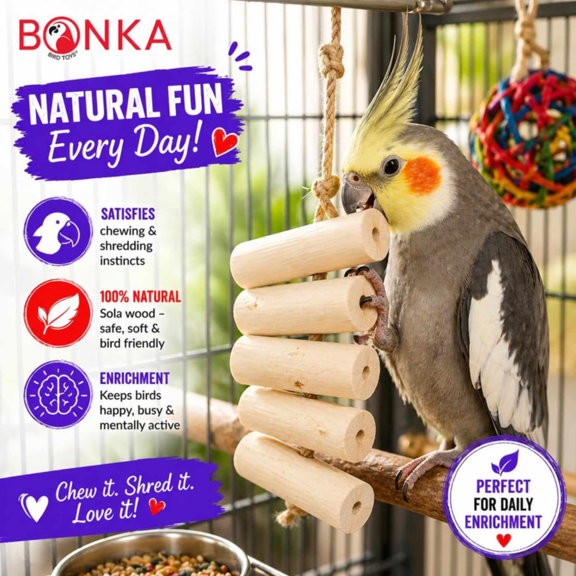 1288 Pk6 Natural Sola Sticks without Bark - Bonka Bird Toys