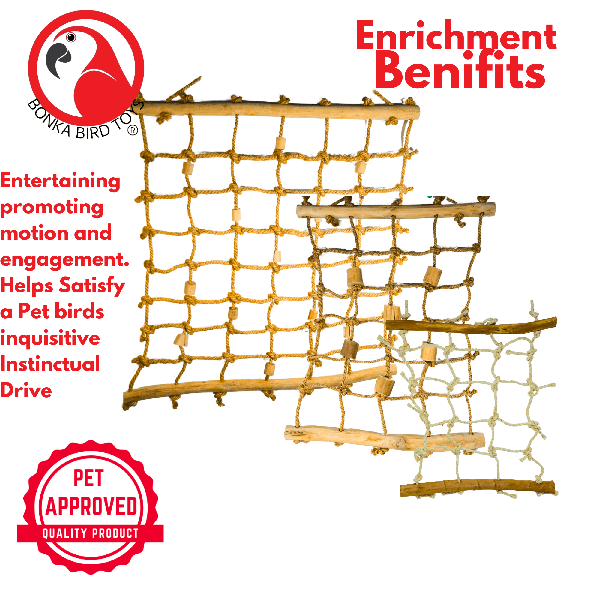 2657 Huge Hemp Java Cargo Net - Bonka Bird Toys