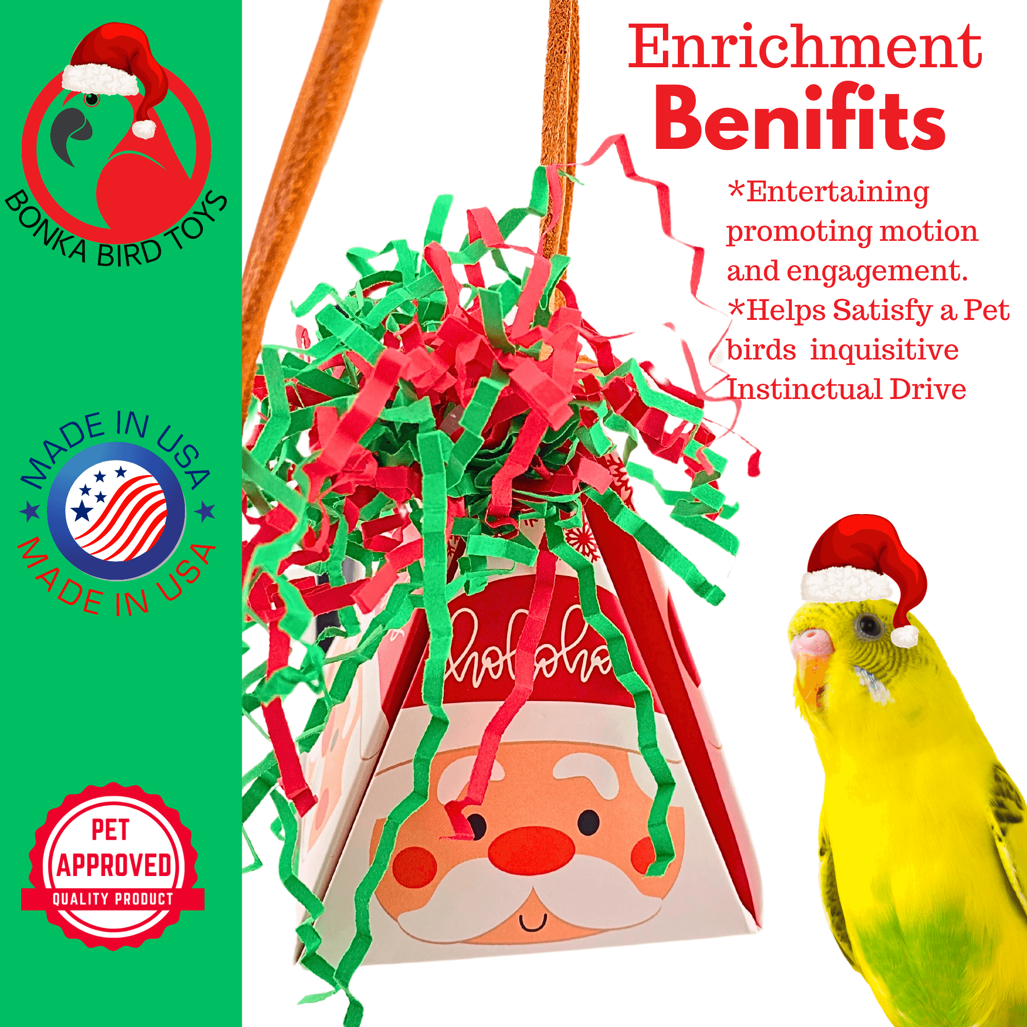 2744 Santa Christmas Crinkle Cone - Bonka Bird Toys