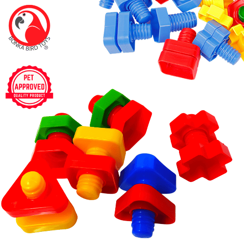 Colorful Nuts and Bolts Foot Talon DIY Parts - Bonka Bird Toys