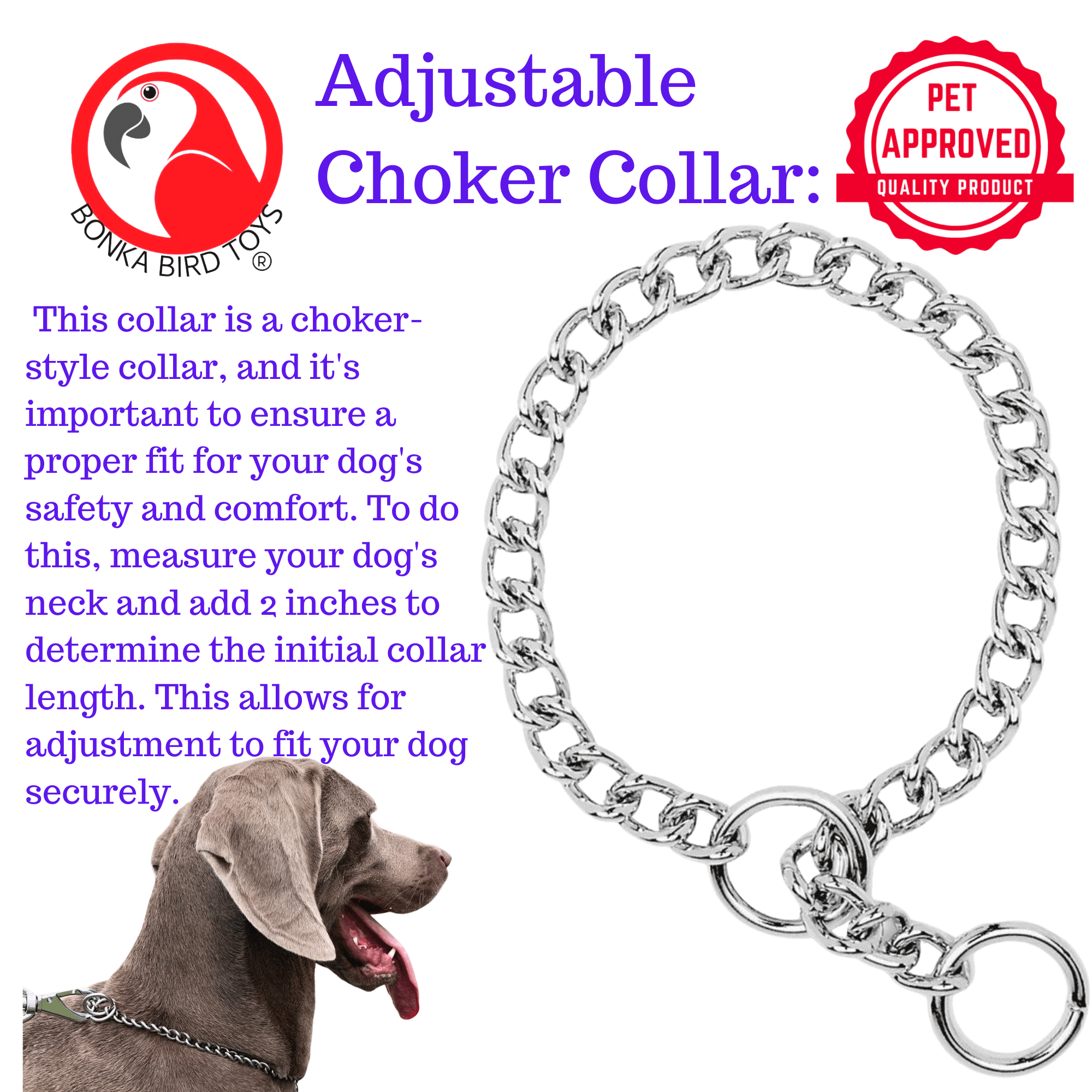 Heavyweight Dog Choke Chain Collars - BOGO BUNDLE BUY ONE GET ONE FREE! - Bonka Bird Toys