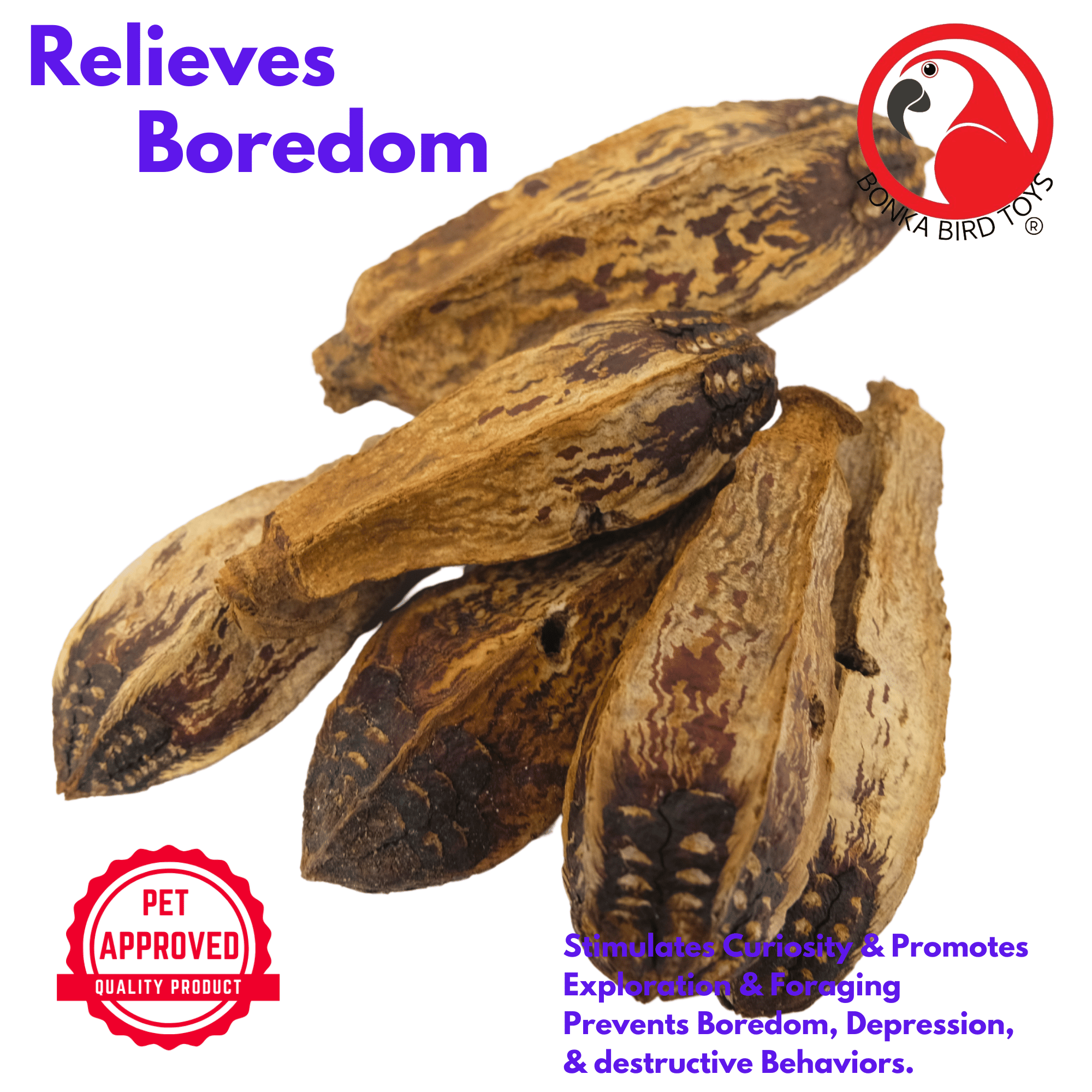 3410 Pk6 Drilled Mahogany Pods - Bonka Bird Toys