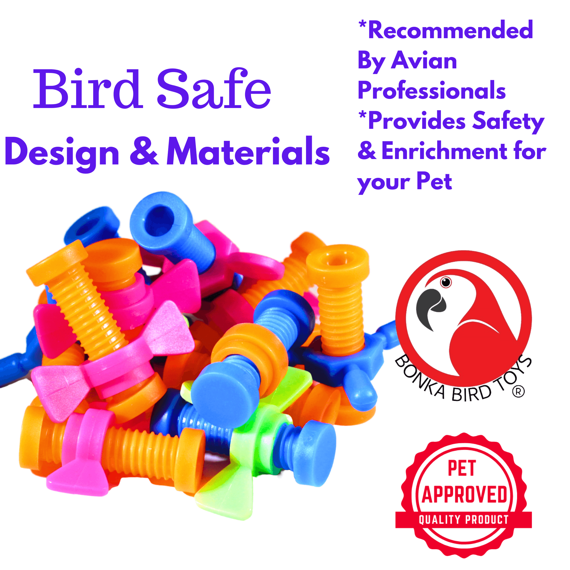 2026 Pk12 Plastic Nut & Wing Bolt - Bonka Bird Toys