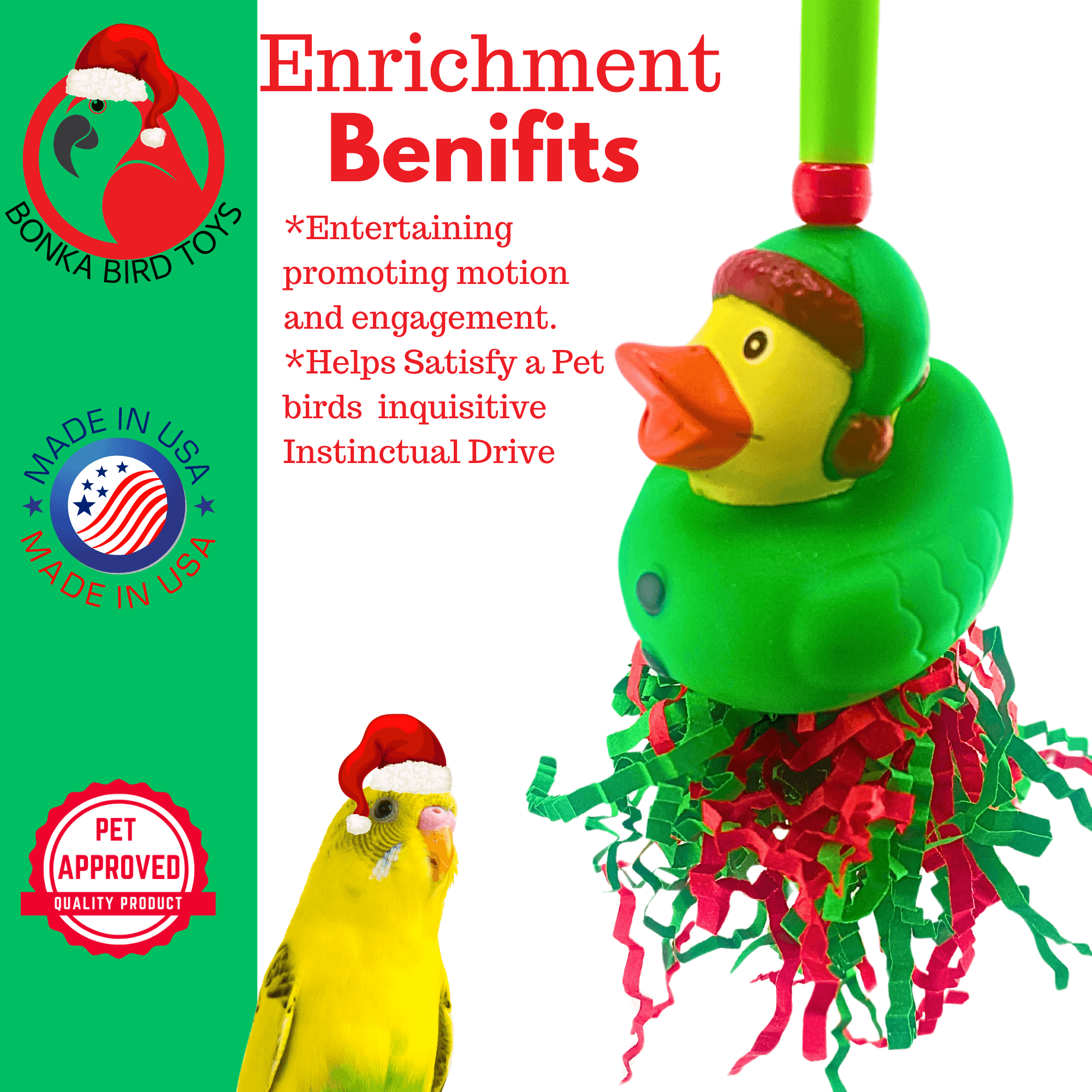 2726 Christmas Elf Duck - Bonka Bird Toys